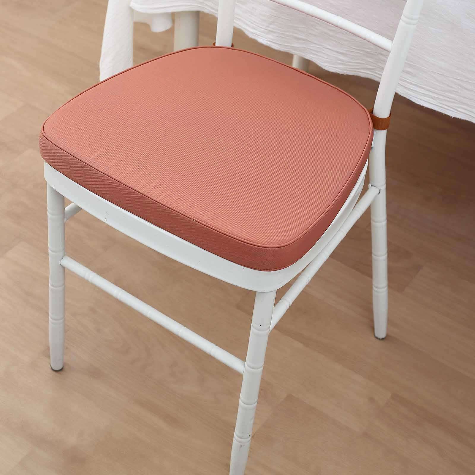 Chiavari Chair Pad Memory Foam 1.5" Thick with Ties Terracotta (Rust) - Removable Cover - Image 2
