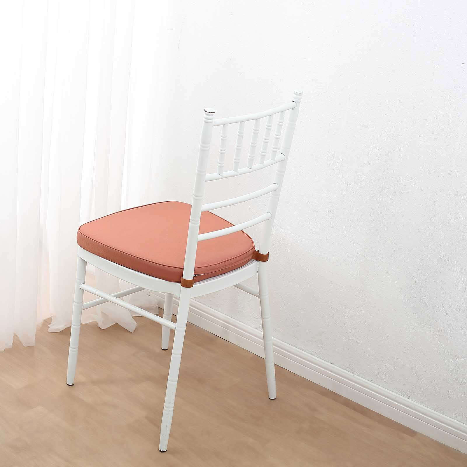 Chiavari Chair Pad Memory Foam 1.5" Thick with Ties Terracotta (Rust) - Removable Cover - Image 9