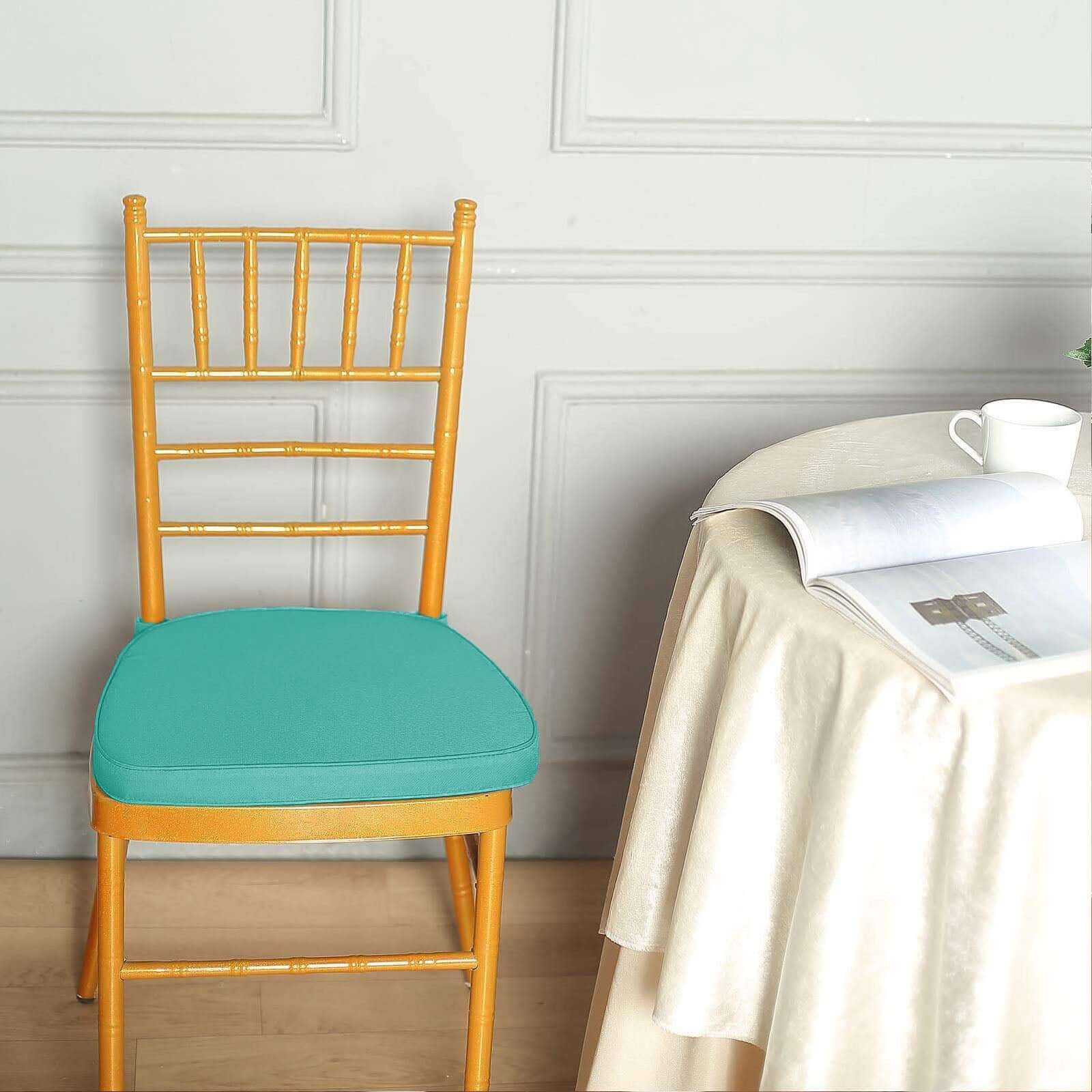 Chiavari Chair Pad Memory Foam 1.5" Thick with Ties Turquoise - Removable Cover - Image 7