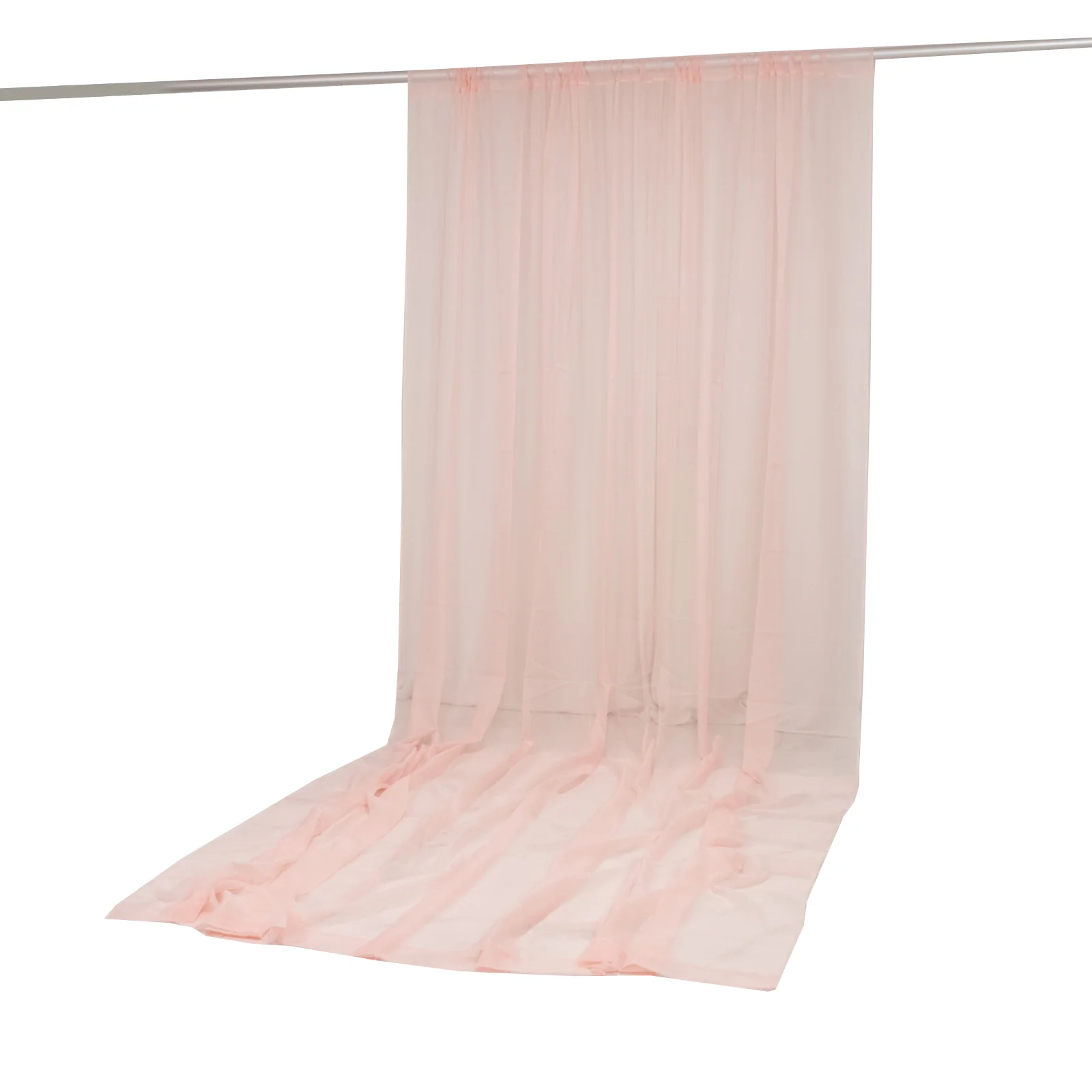 Chiffon Backdrop Curtain Panel 10ft x 14ft – Blush Durable Flame Resistant Sheer Draping Fabric with Rod Pocket - Image 2