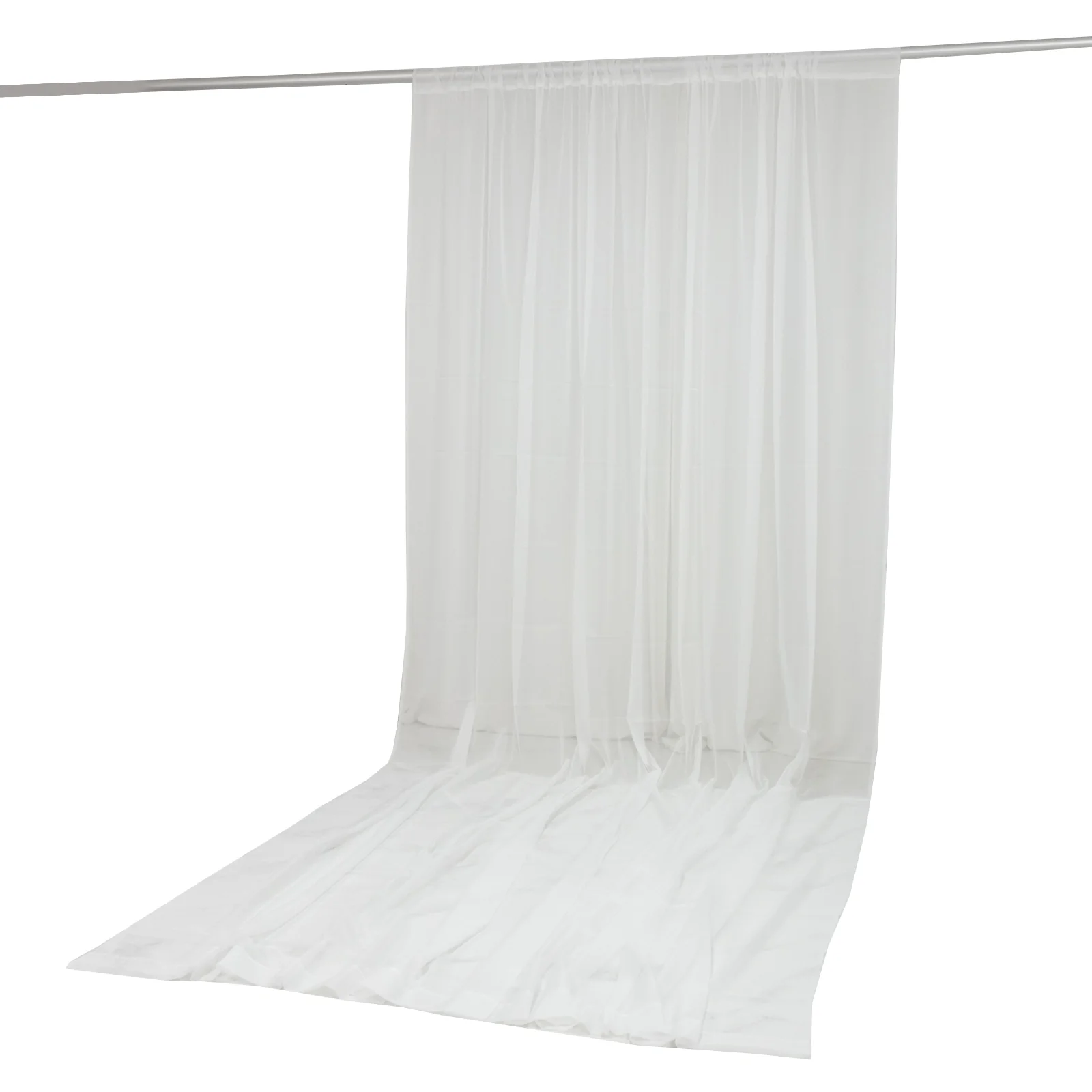 Chiffon Backdrop Curtain Panel 10ft x 14ft – Ivory Durable Flame Resistant Sheer Draping Fabric with Rod Pocket - Image 2