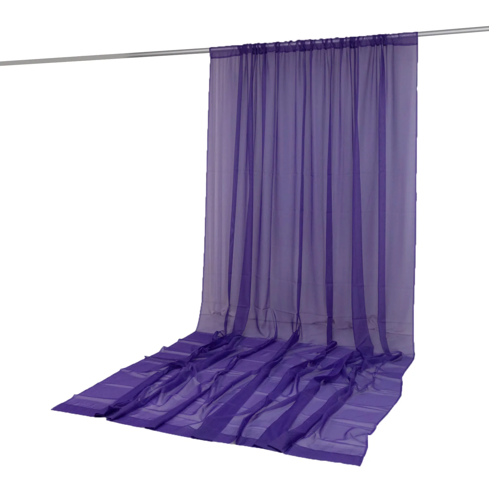 Chiffon Backdrop Curtain Panel 10ft x 14ft – Purple Durable Flame Resistant Sheer Draping Fabric with Rod Pocket - Image 2