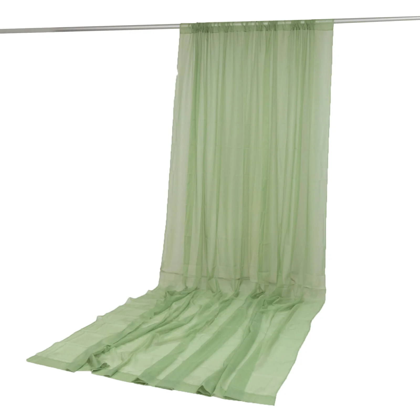 Chiffon Backdrop Curtain Panel 10ft x 14ft – Sage Green Durable Flame Resistant Sheer Draping Fabric with Rod Pocket - Image 2