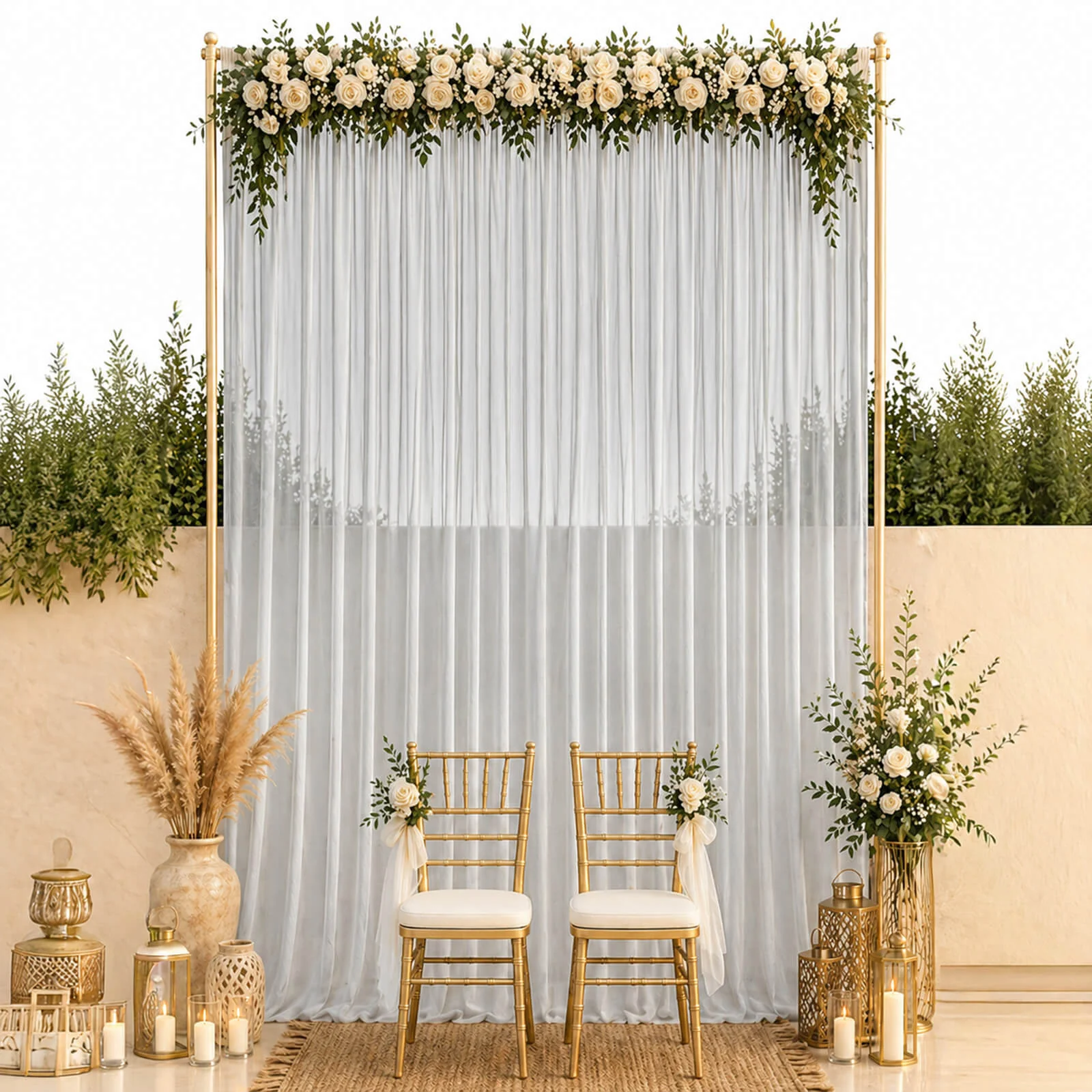 Chiffon Backdrop Curtain Panel 10ft x 14ft – Silver Durable Flame Resistant Sheer Draping Fabric with Rod Pocket