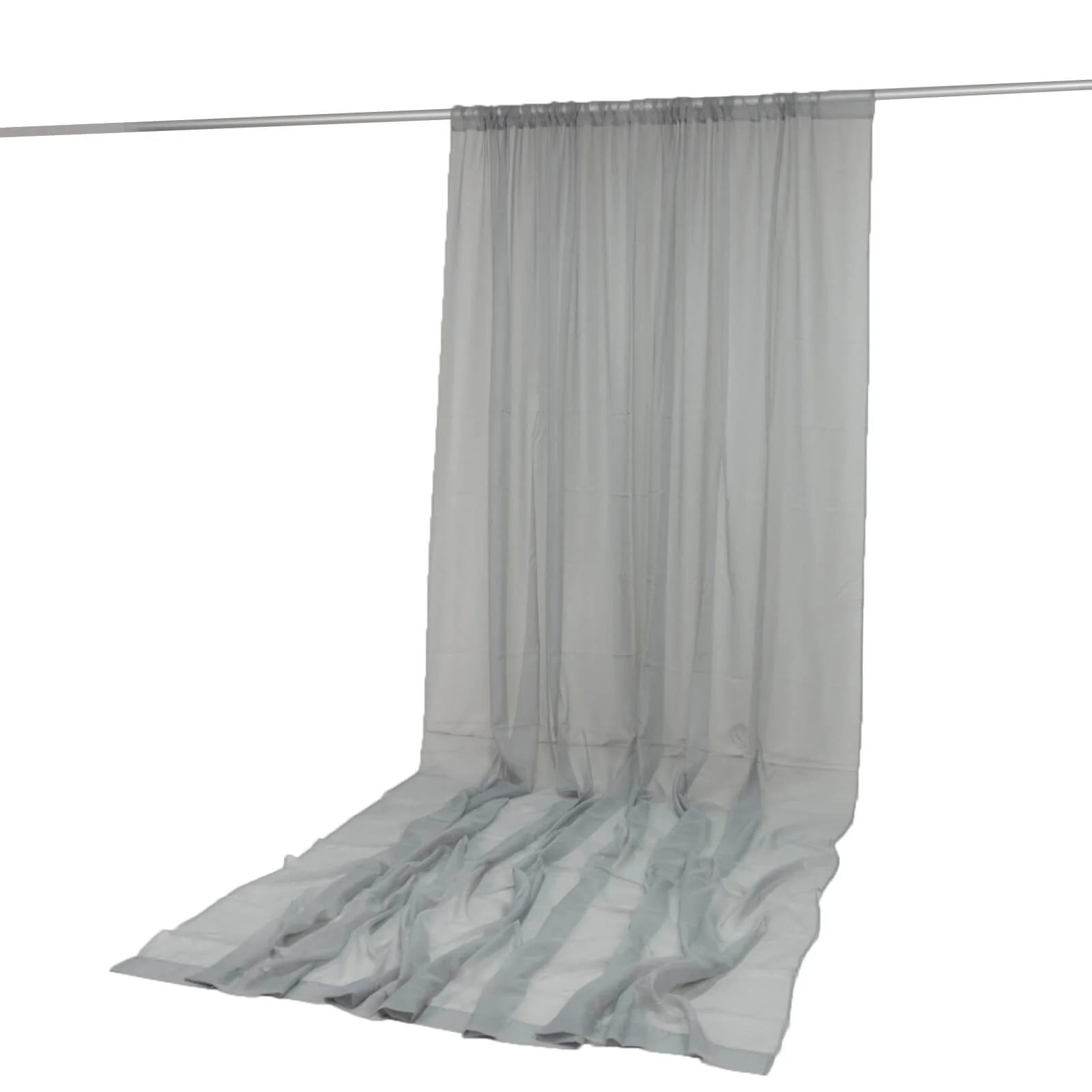 Chiffon Backdrop Curtain Panel 10ft x 14ft – Silver Durable Flame Resistant Sheer Draping Fabric with Rod Pocket - Image 2