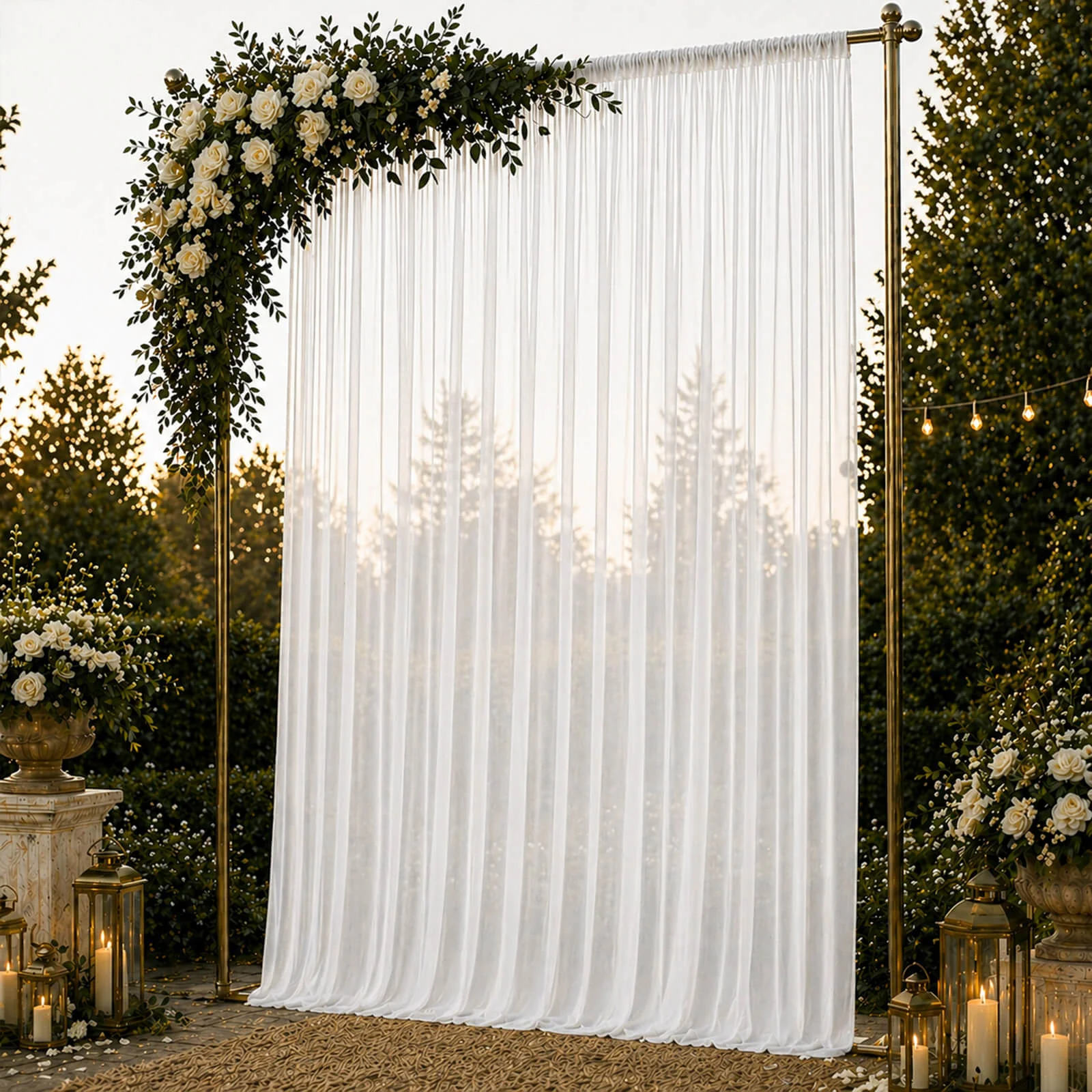 Chiffon Backdrop Curtain Panel 10ft x 14ft – White Durable Flame Resistant Sheer Draping Fabric with Rod Pocket - Image 3