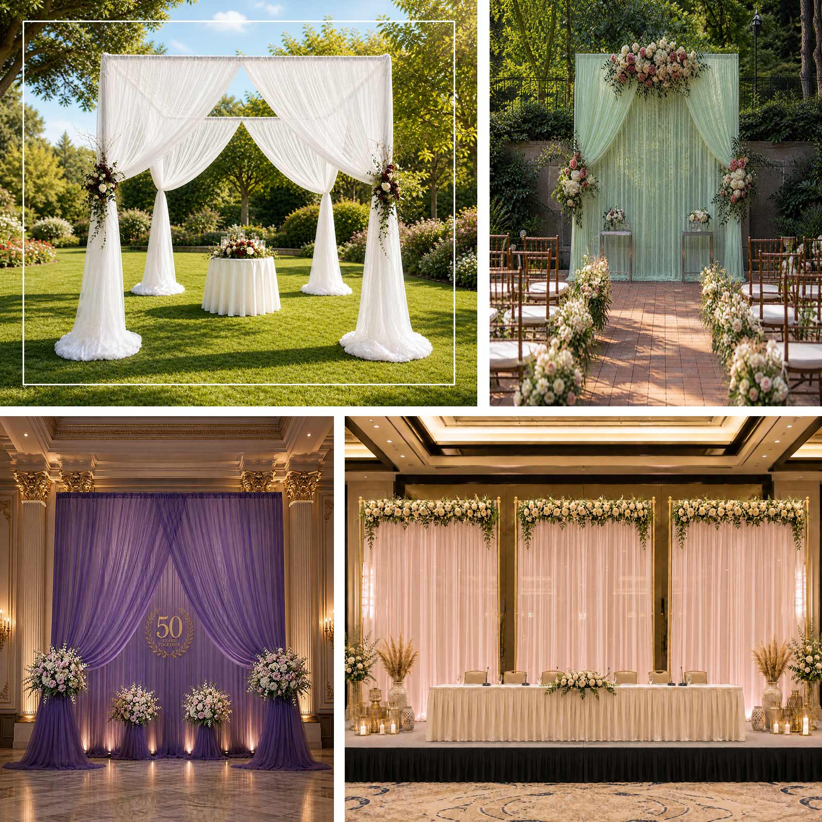 Chiffon Backdrop Curtain Panel 10ft x 14ft – White Durable Flame Resistant Sheer Draping Fabric with Rod Pocket - Image 5