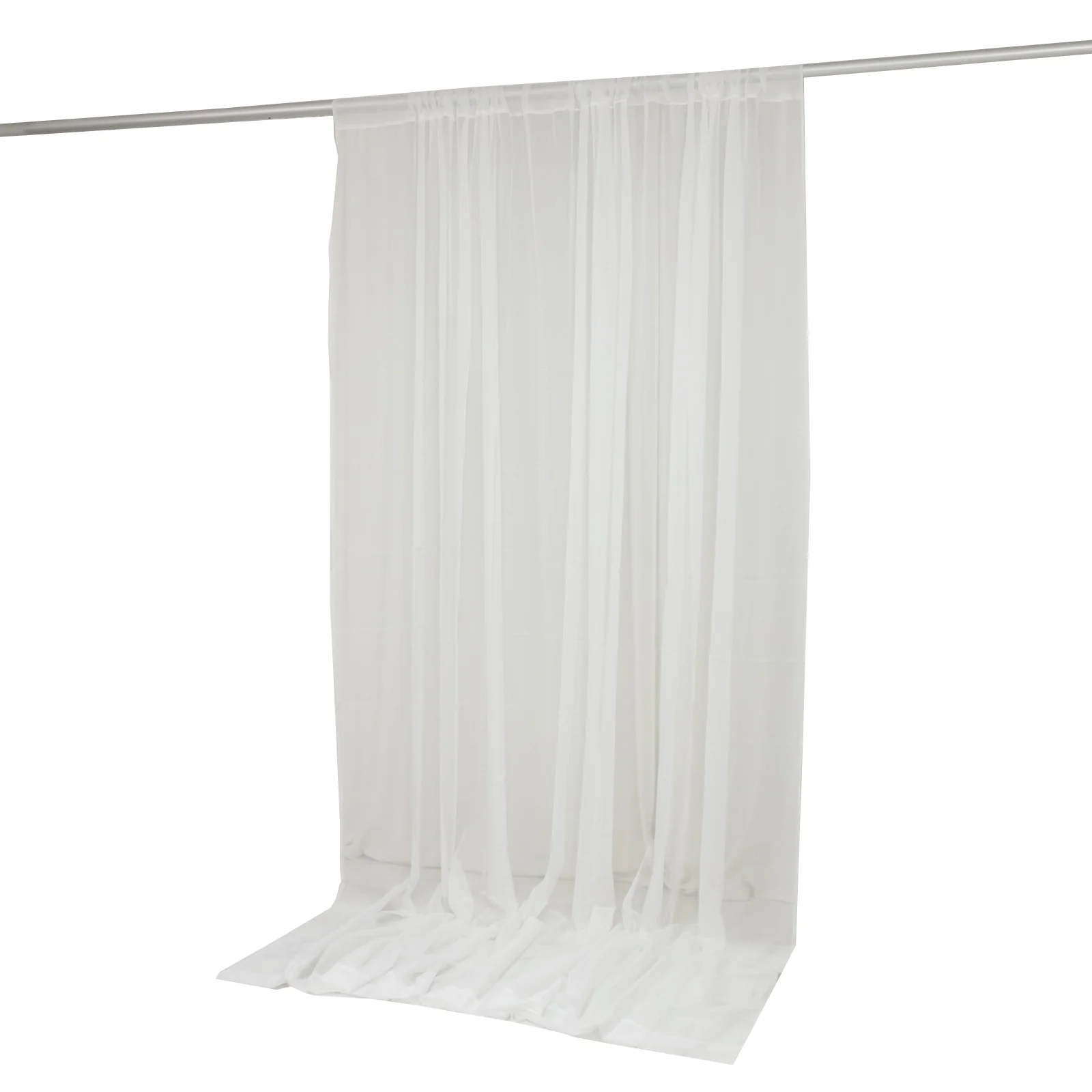 Chiffon Backdrop Curtain Panel 10ft x 10ft – Ivory Durable Flame Resistant Sheer Draping Fabric with Rod Pocket - Image 2