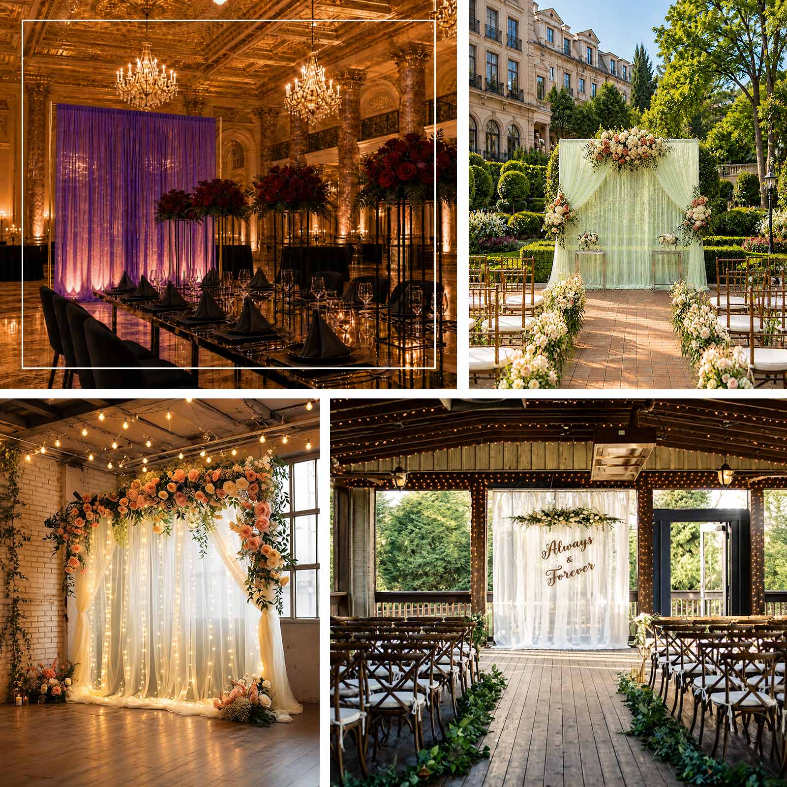Chiffon Backdrop Curtain Panel 10ft x 10ft – Ivory Durable Flame Resistant Sheer Draping Fabric with Rod Pocket - Image 5