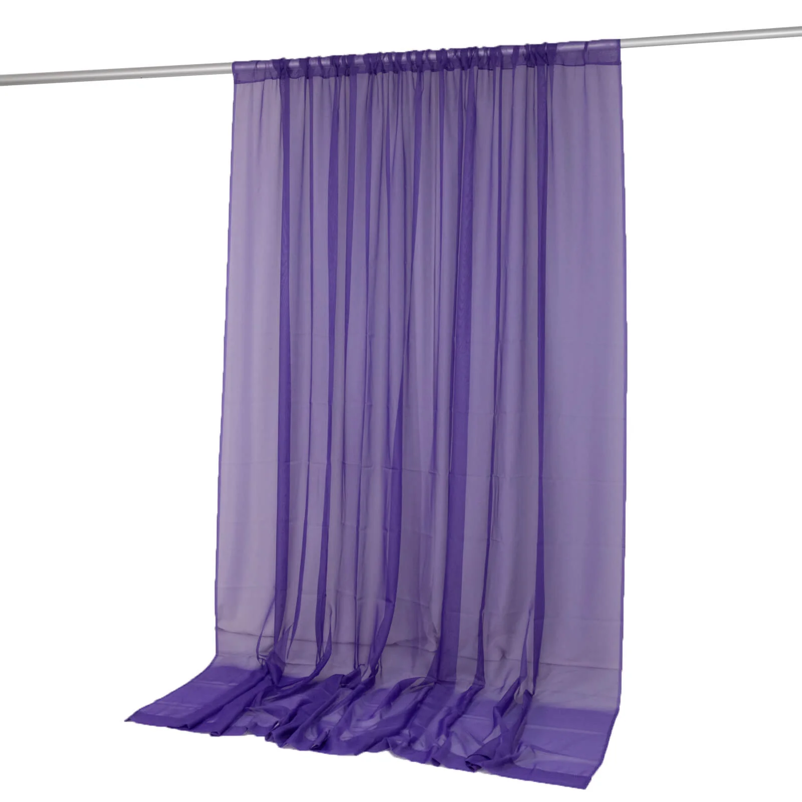 Chiffon Backdrop Curtain Panel 10ft x 10ft – Purple Durable Flame Resistant Sheer Draping Fabric with Rod Pocket - Image 2