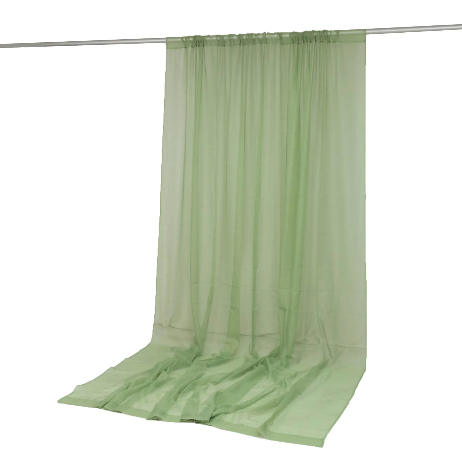 Chiffon Backdrop Curtain Panel 10ft x 12ft – Sage Green Durable Flame Resistant Sheer Draping Fabric with Rod Pocket - Image 2