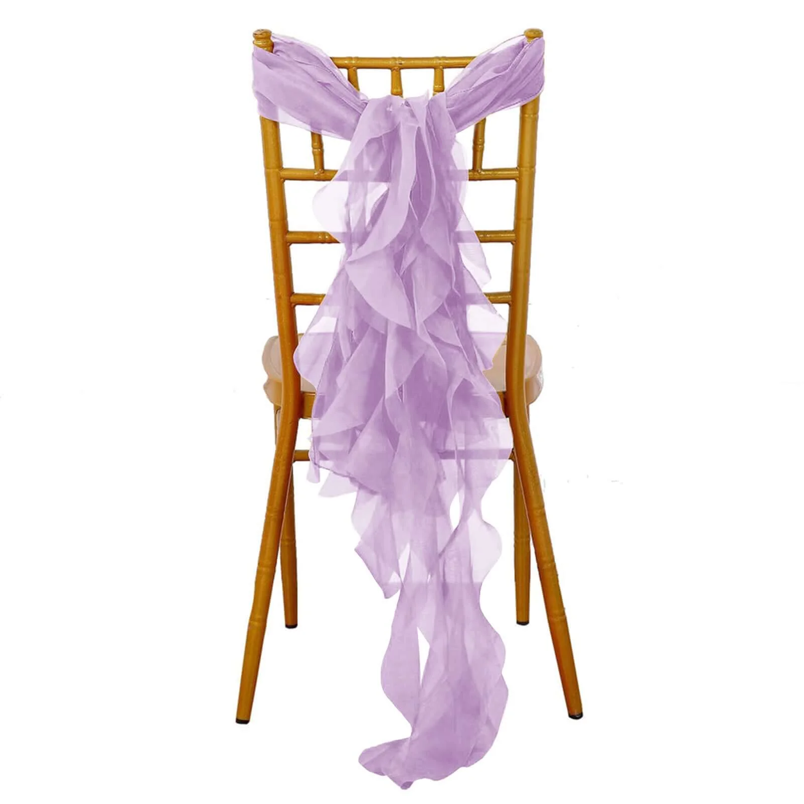 Chiffon Curly Chair Sash 32" Long – Lavender Lilac 6-Strand Ribbon Tie - Image 3