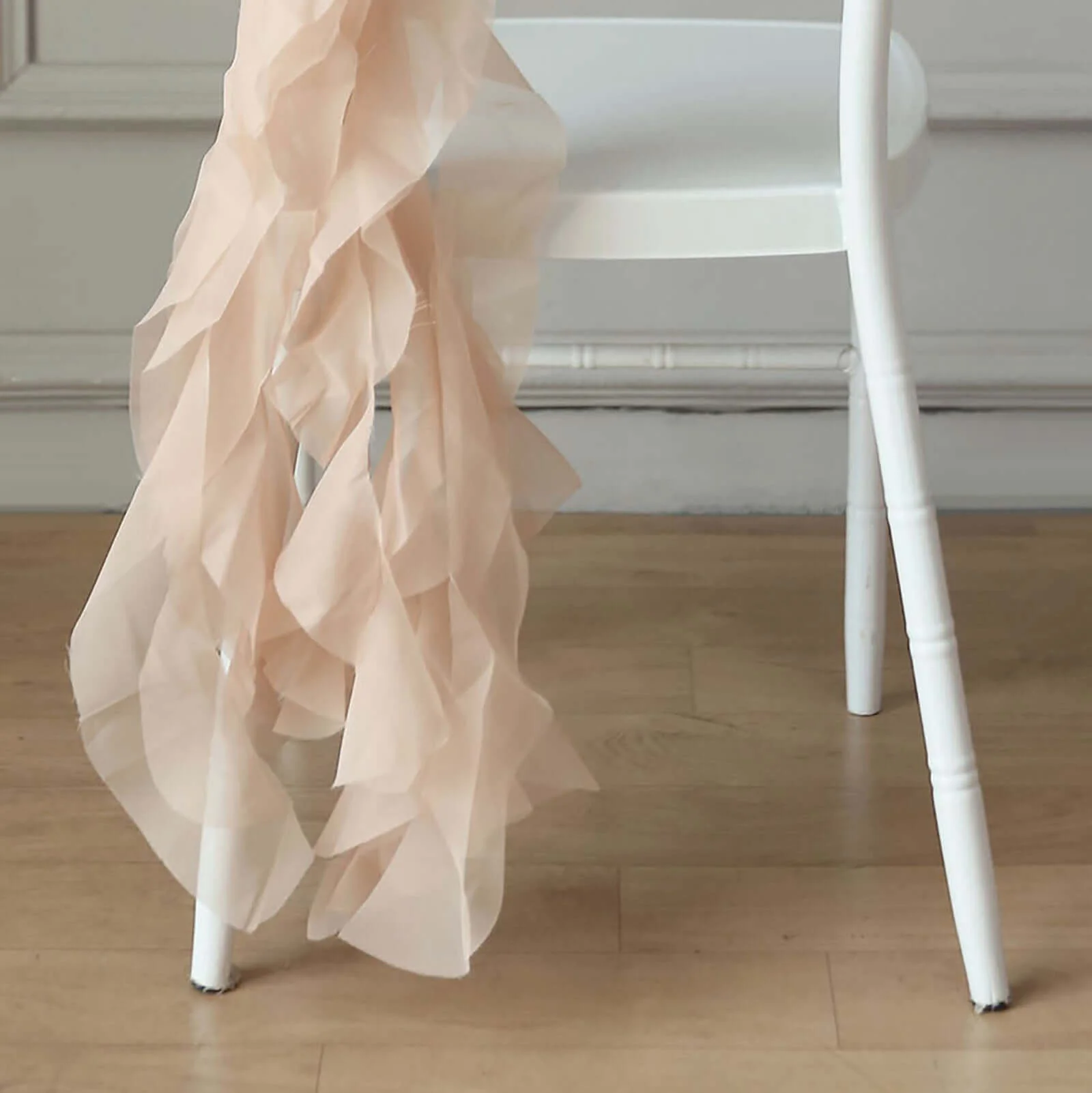 Chiffon Curly Chair Sash 32" Long – Nude 6-Strand Ribbon Tie - Image 10
