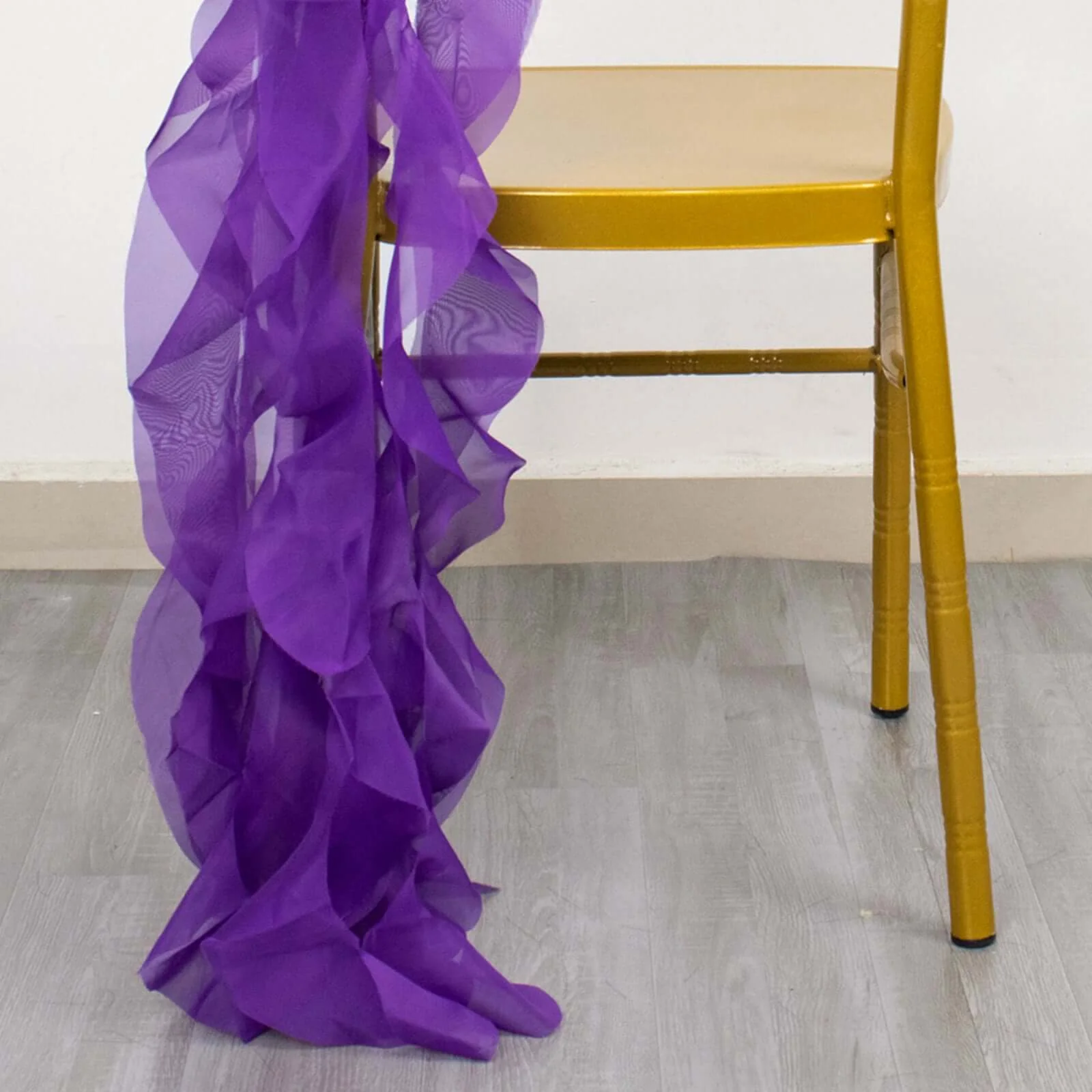 Chiffon Curly Chair Sash 32" Long – Purple 6-Strand Ribbon Tie - Image 9