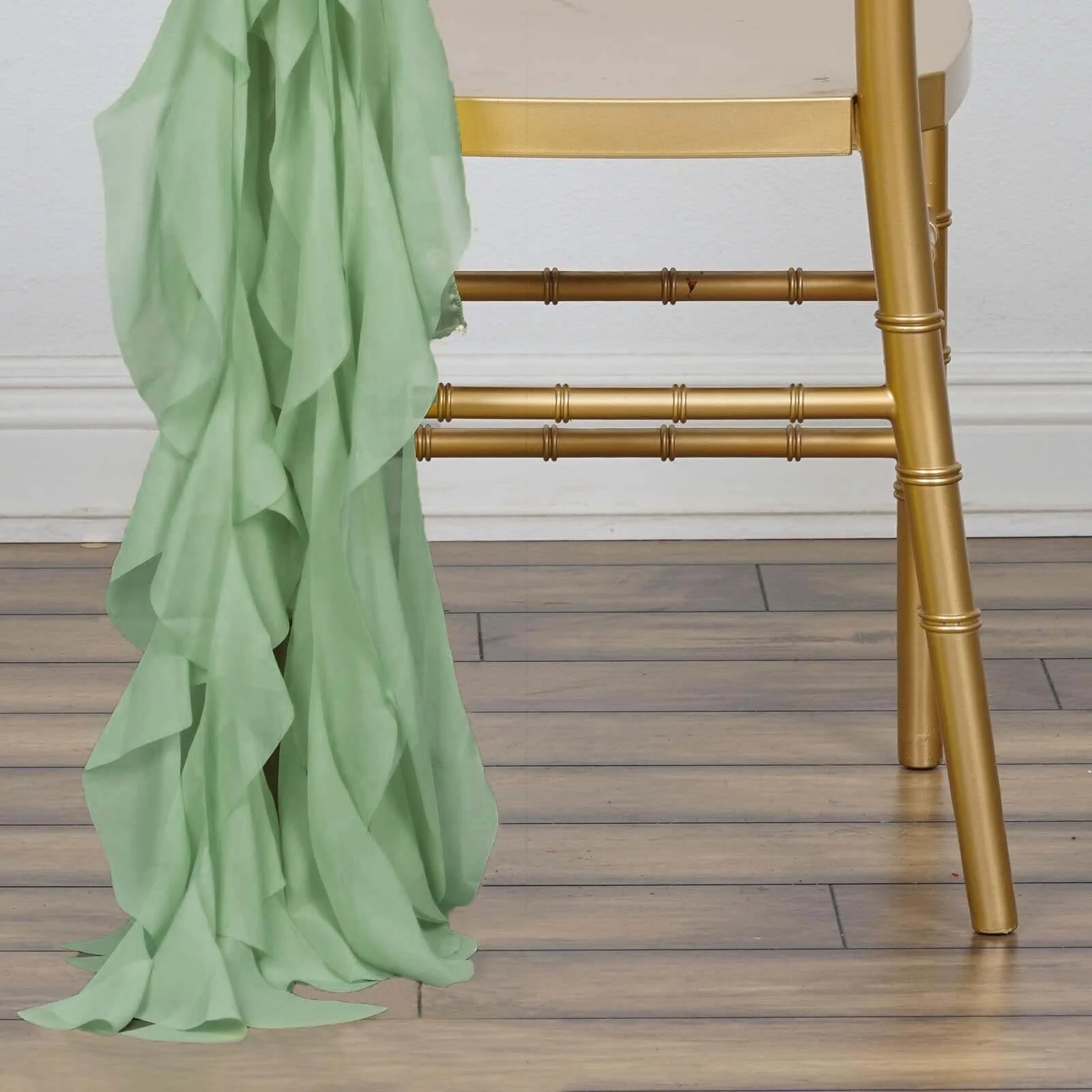 Chiffon Curly Chair Sash 32" Long – Sage Green 6-Strand Ribbon Tie - Image 7