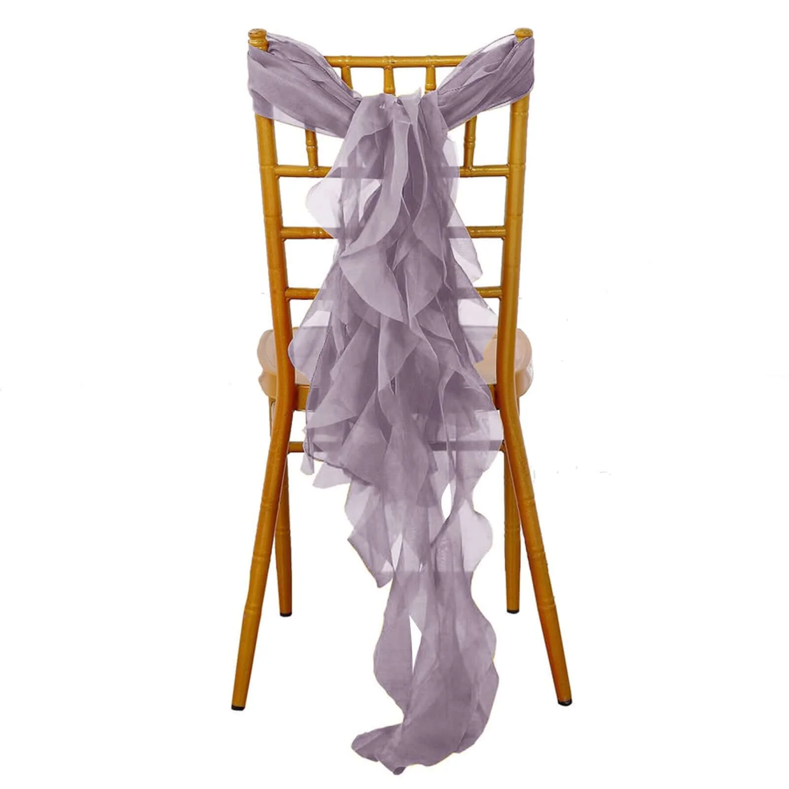 Chiffon Curly Chair Sash 32" Long – Violet Amethyst 6-Strand Ribbon Tie - Image 6