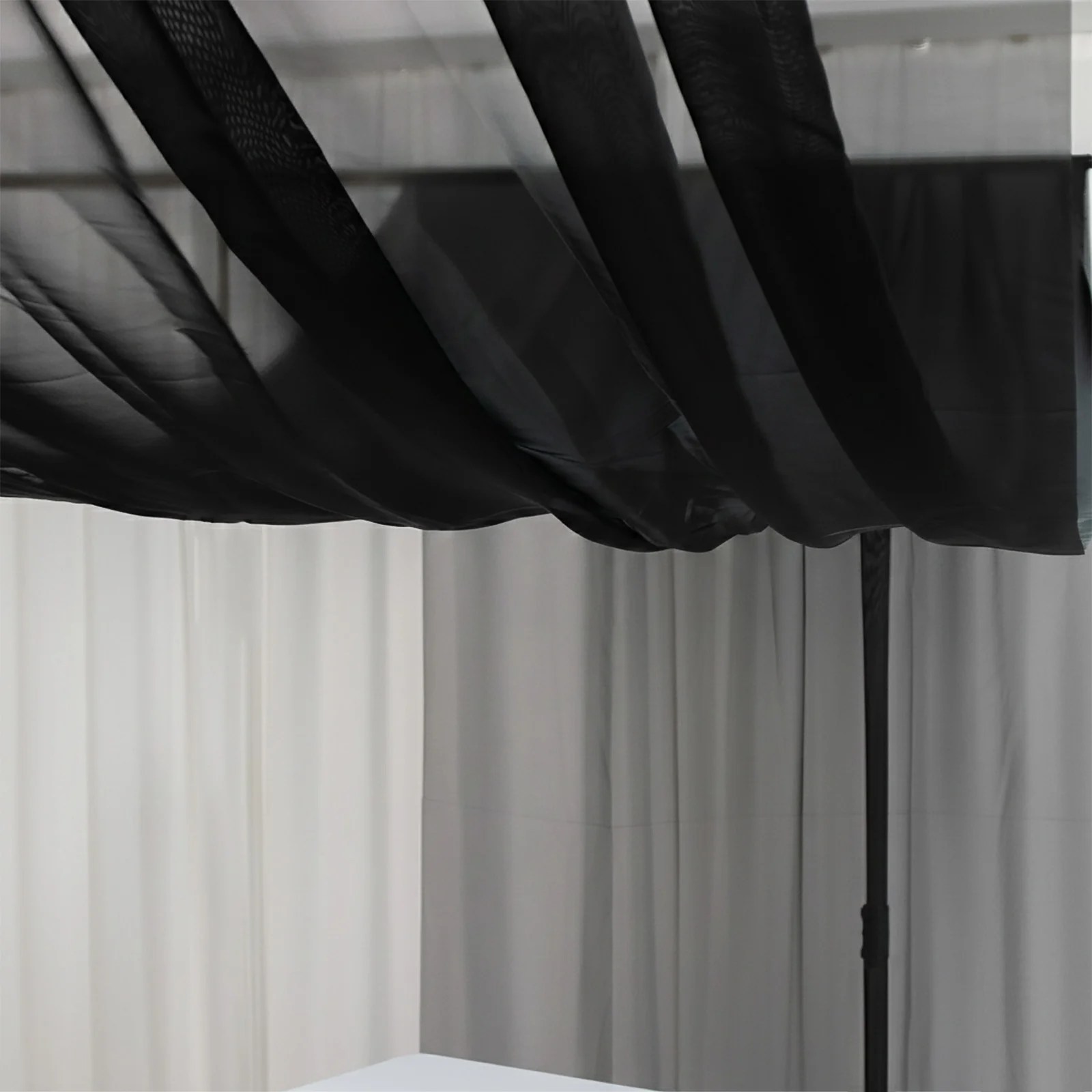 Black Chiffon Drape Curtain, Durable Flame Resistant Backdrop and Ceiling Panel With Rod Pocket - 5ftx20ft - Image 7