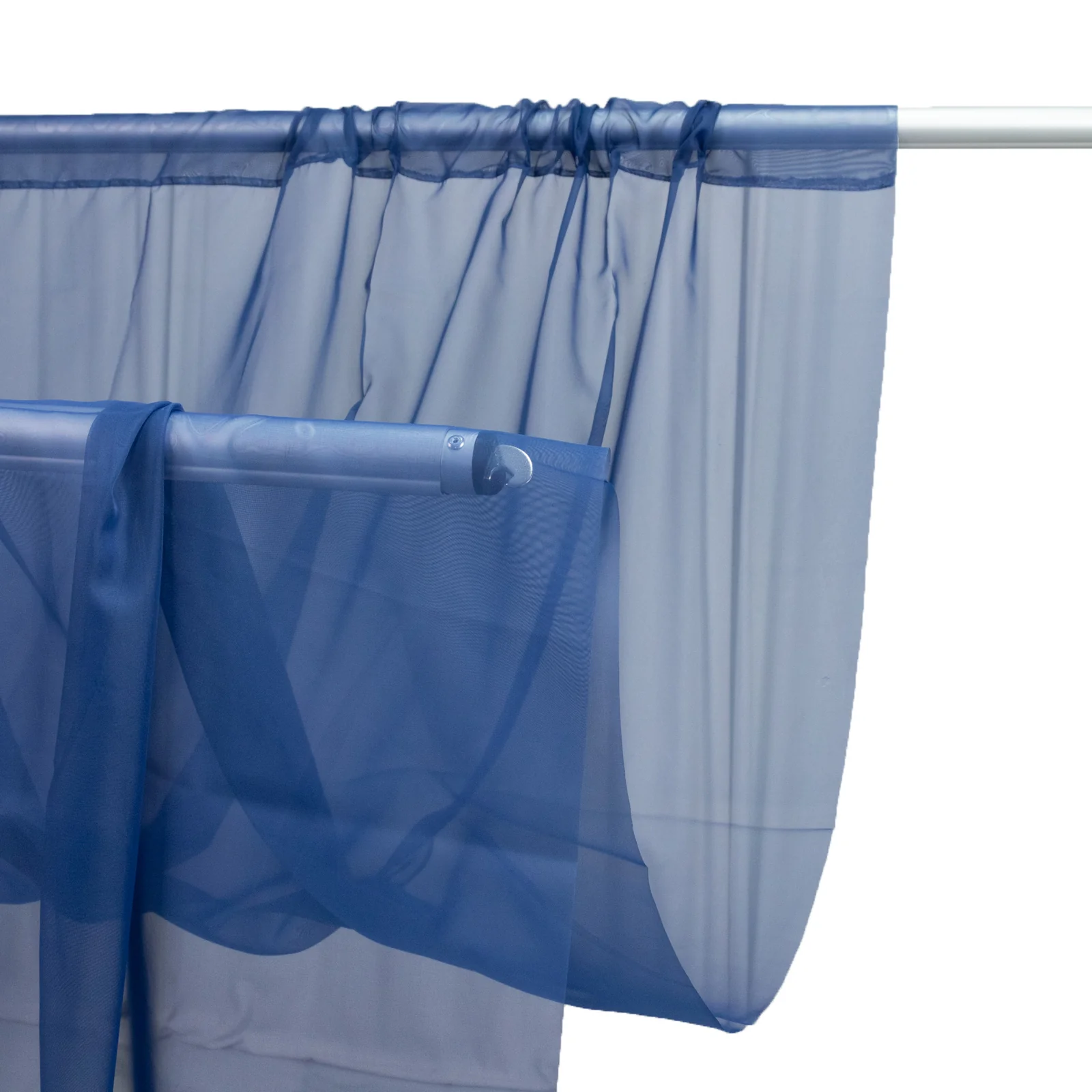 Navy Blue Chiffon Drape Curtain, Durable Flame Resistant Backdrop and Ceiling Panel With Rod Pocket - 5ftx20ft - Image 2