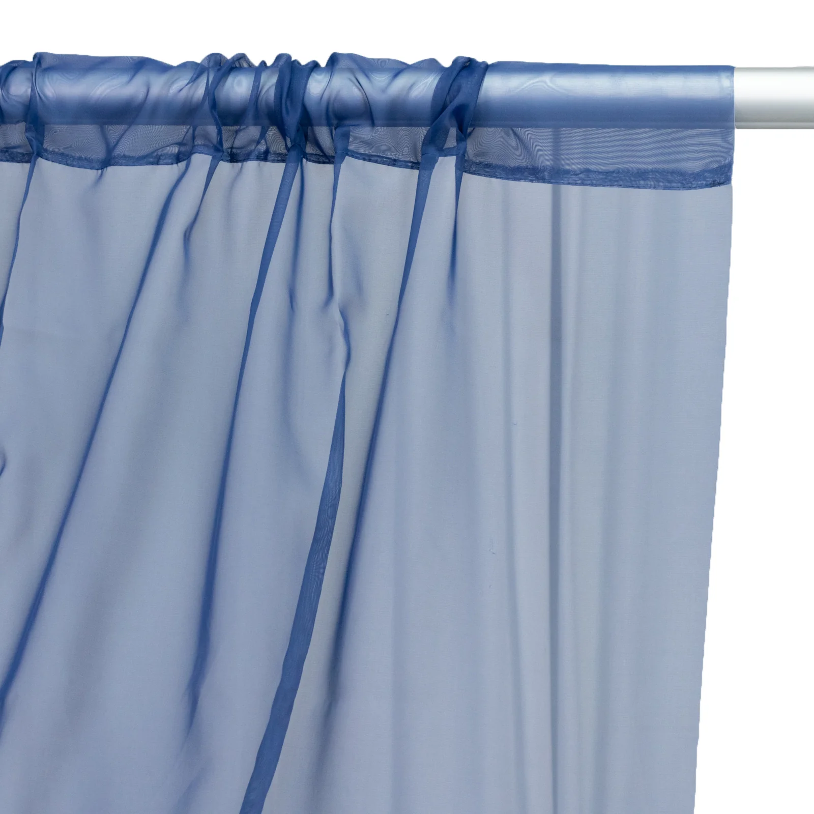 Navy Blue Chiffon Drape Curtain, Durable Flame Resistant Backdrop and Ceiling Panel With Rod Pocket - 5ftx20ft - Image 8