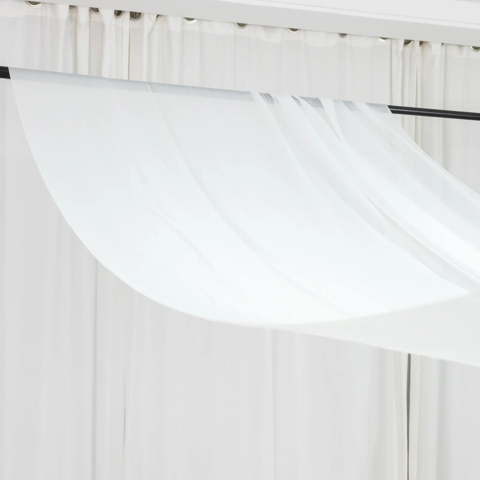 White Chiffon Drape Curtain, Durable Flame Resistant Backdrop and Ceiling Panel With Rod Pocket - 5ftx20ft - Image 6