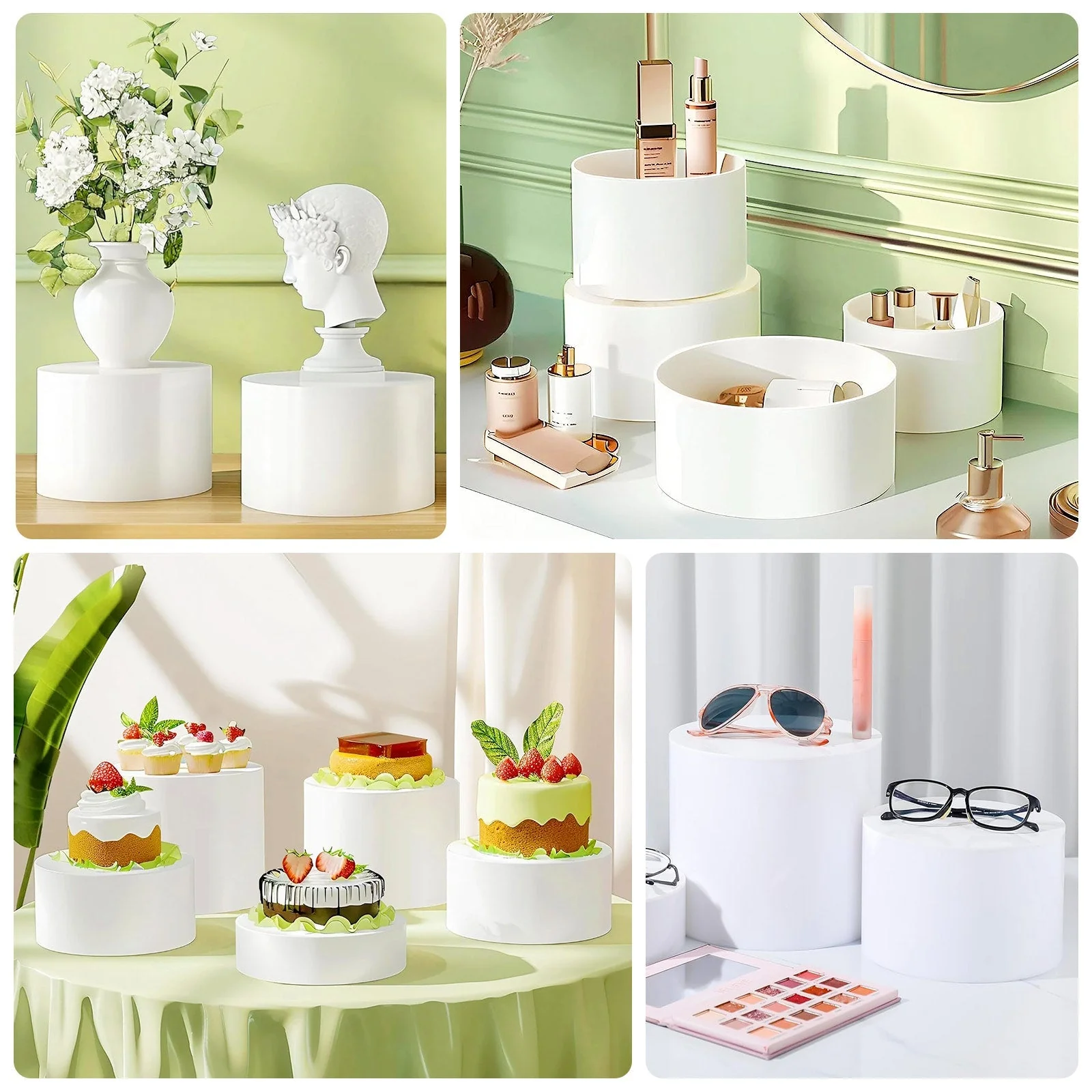 Set of 5 Acrylic Cake Stands 8.5", 9", 10", 11", 12" Round Cylinder Design Clear - Display Risers for Weddings - Image 4