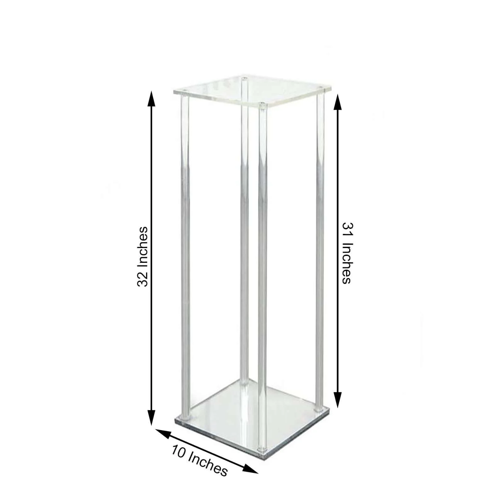 Acrylic Floor Vase Flower Stand 32" Clear with Square Mirror Base - Wedding Column Centerpiece for Events - Image 3