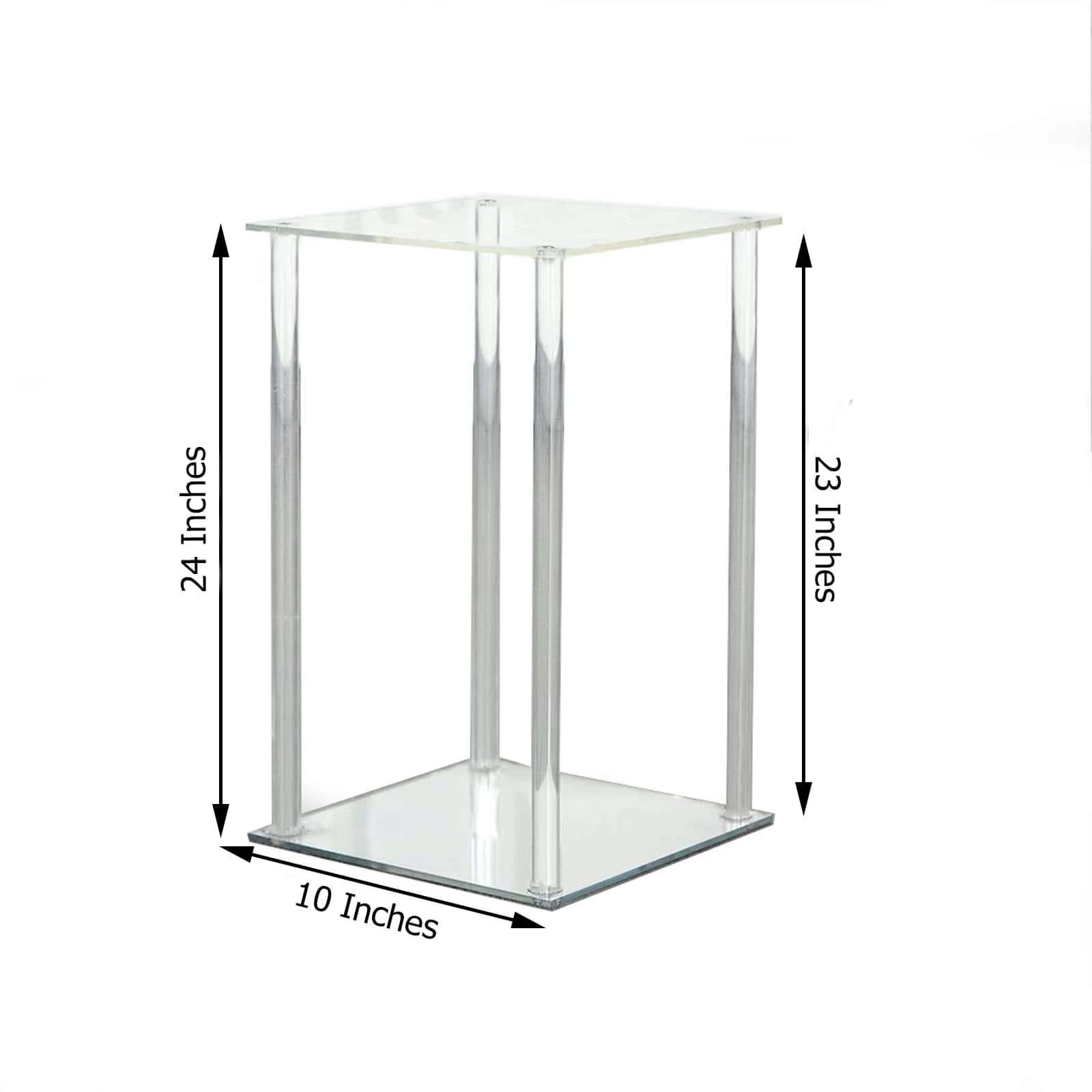 Acrylic Flower Vase Pillar Stand 24" Clear with Square Mirror Base - Decorative Wedding Table Centerpiece - Image 3