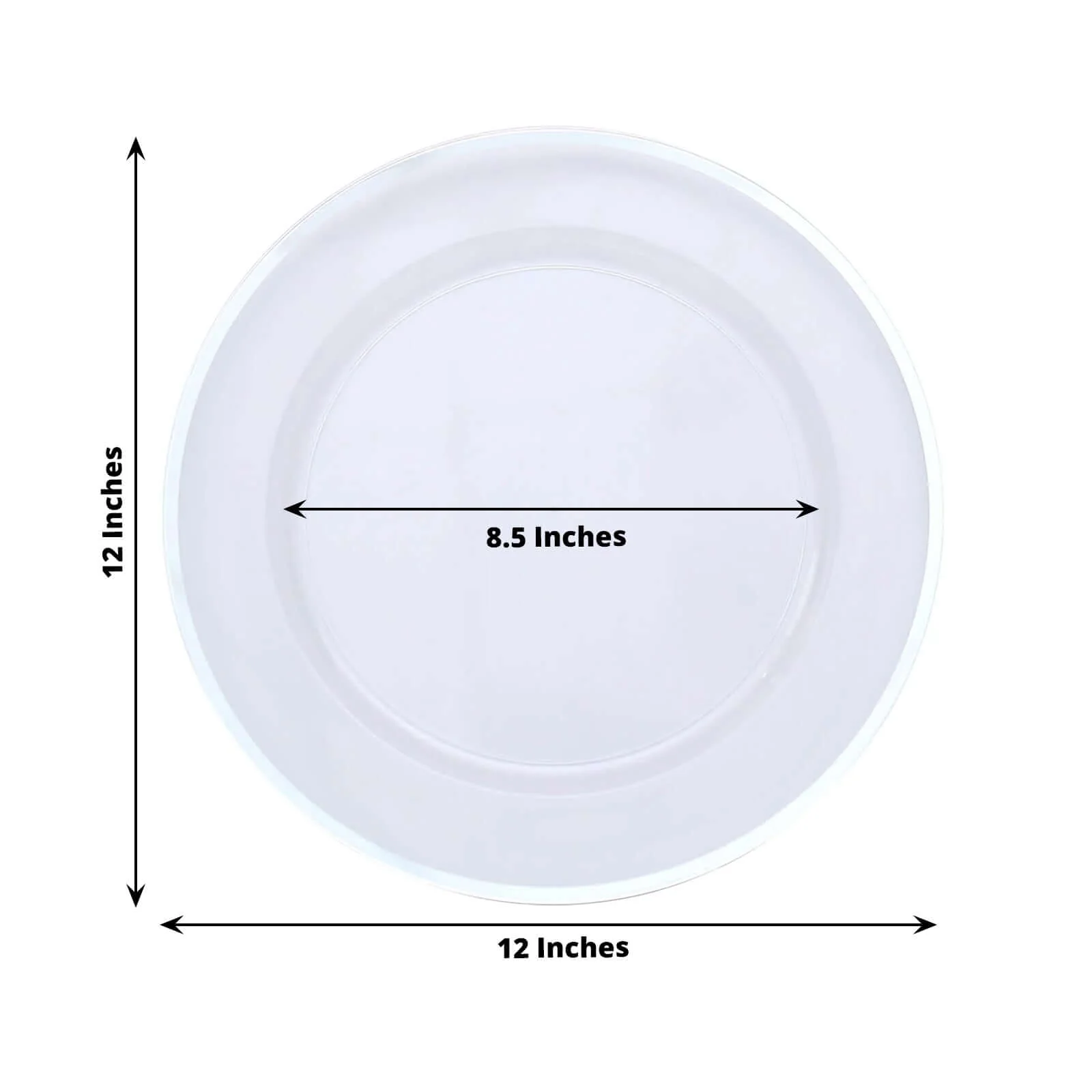 10-Pack Economy Plastic Charger Plates 12" Round Clear with Wide Silver Rim - Dinner Party Serving Plates - Image 3