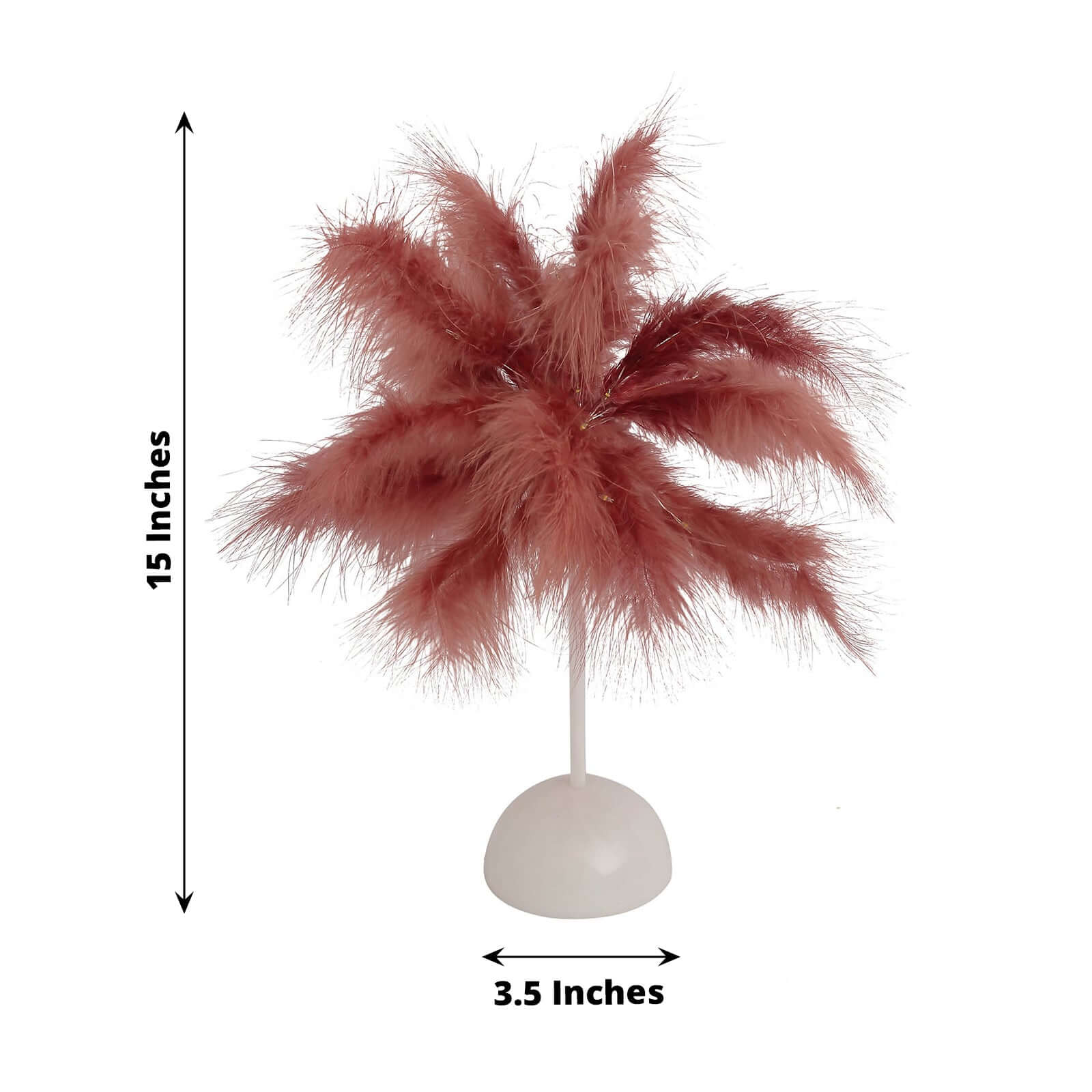 Cordless Table Lamp 15" LED Feather Design Cinnamon Rose - Battery Operated Desk Light - Image 3
