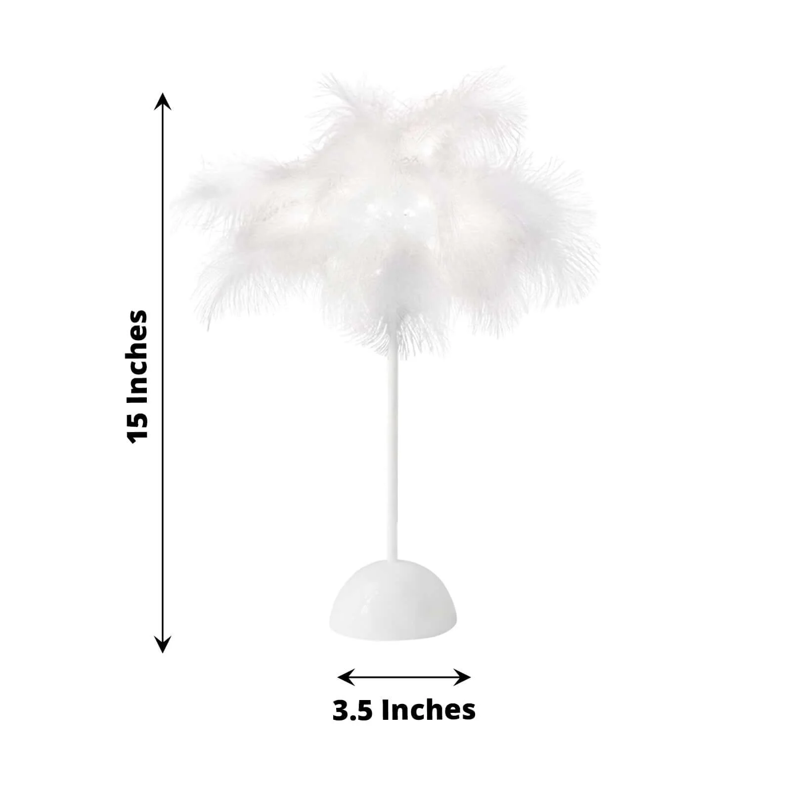 Cordless Table Lamp 15" LED Feather Design White - Battery Operated Wedding Desk Light - Image 3