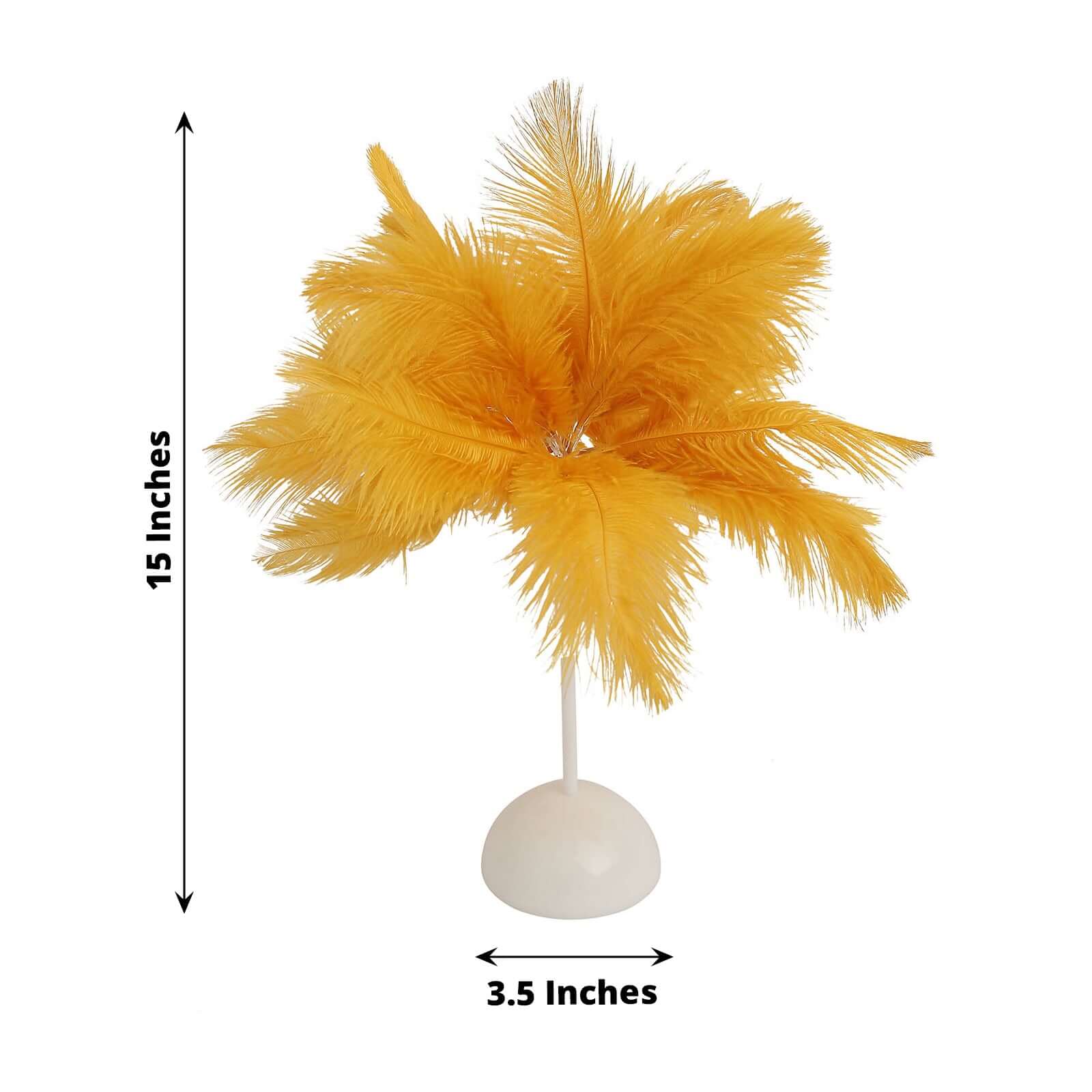 Cordless Table Lamp 15" LED Ostrich Feather Design Gold - Battery Operated Wedding Desk Light - Image 3