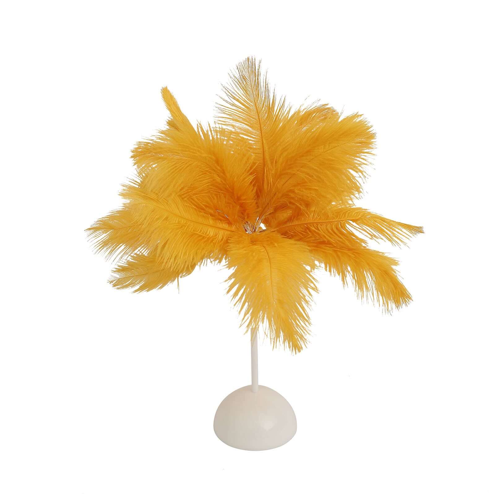 Cordless Table Lamp 15" LED Ostrich Feather Design Gold - Battery Operated Wedding Desk Light - Image 7