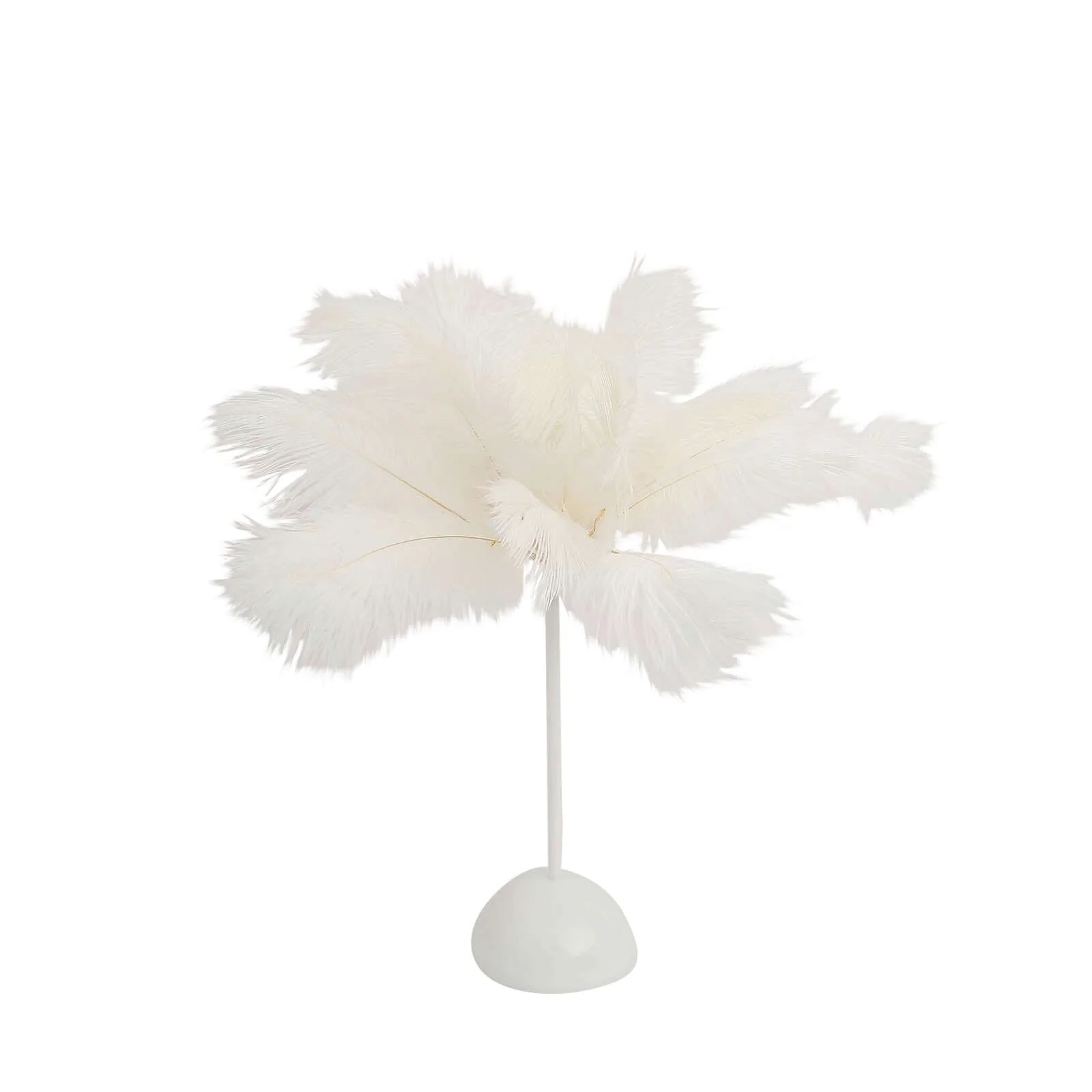 Cordless Table Lamp 15" LED Ostrich Feather Design White - Battery Operated Wedding Desk Light - Image 7
