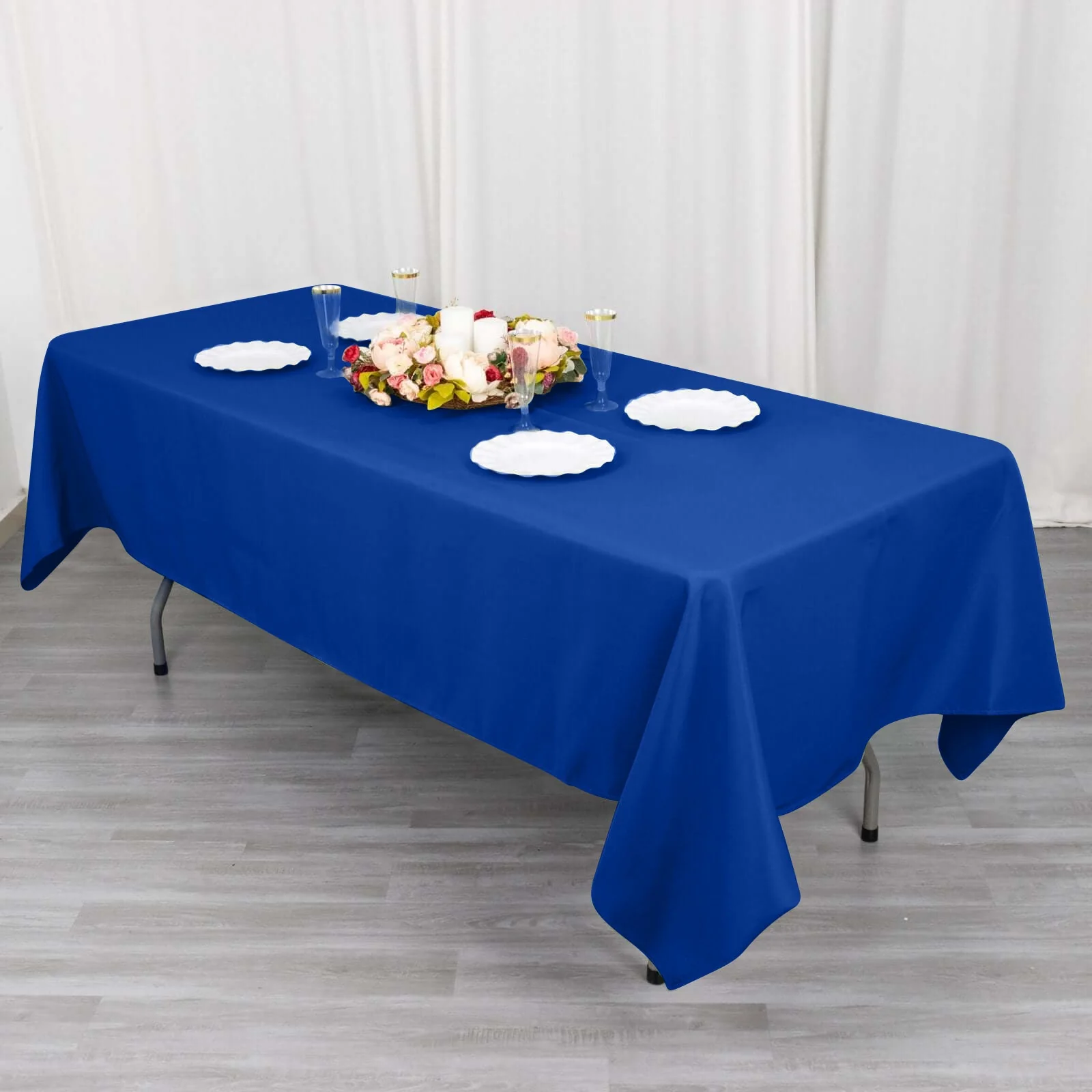 Cotton Blend Rectangle Tablecloth 60"x102" Royal Blue Wrinkle-Resistant Fabric - Stylish Table Cover - Image 3
