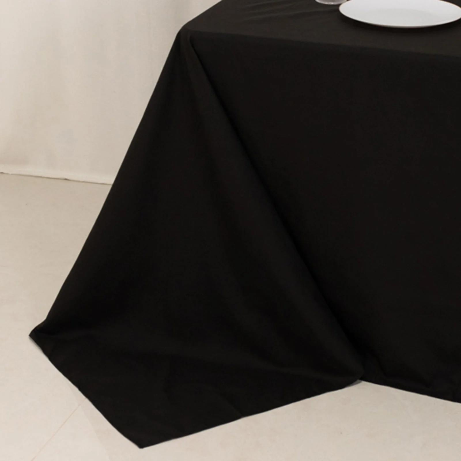 Cotton Blend Rectangle Tablecloth 90"x132" Black with Seamless Wrinkle-Resistant Finish Table Cover - Image 10