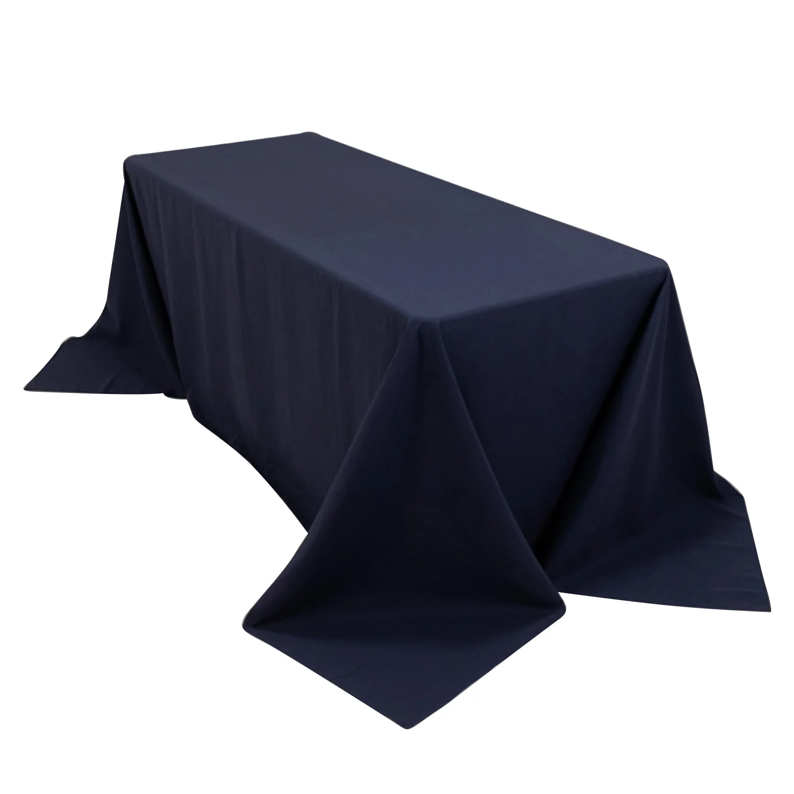 Cotton Blend Rectangle Tablecloth 90"x132" Navy Blue with Seamless Wrinkle-Resistant Finish Table Cover - Image 2