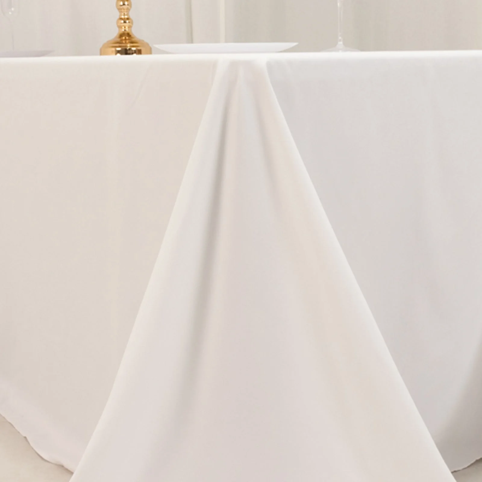 Cotton Blend Rectangle Tablecloth 90"x132" White with Seamless Wrinkle-Resistant Finish - Refined Decor for Weddings - Image 7