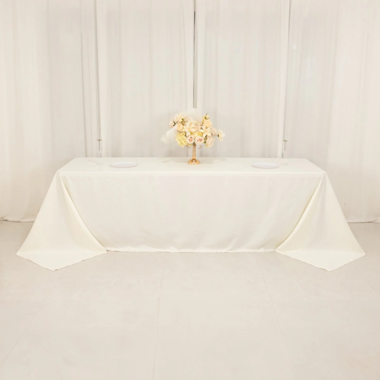 Cotton Blend Rectangle Tablecloth 90"x156" Ivory with Seamless Wrinkle-Resistant Finish Table Cover - Image 10