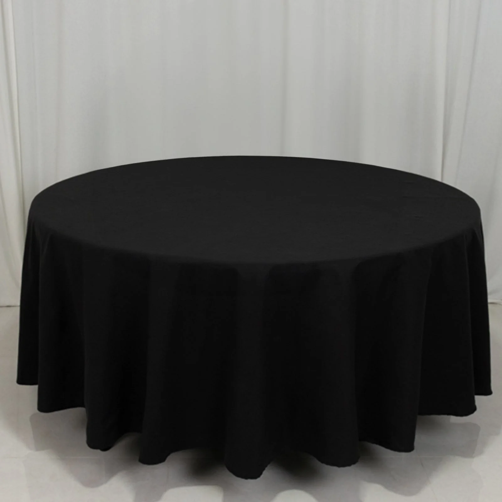 Cotton Blend Round Tablecloth 108" Black - Wrinkle-Resistant Finish Table Cover