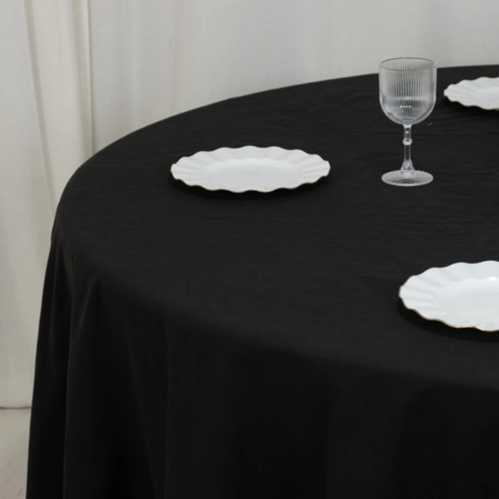 Cotton Blend Round Tablecloth 108" Black - Wrinkle-Resistant Finish Table Cover - Image 6