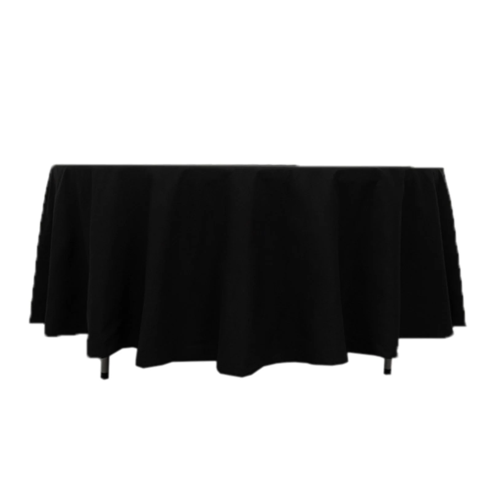Cotton Blend Round Tablecloth 108" Black - Wrinkle-Resistant Finish Table Cover - Image 7