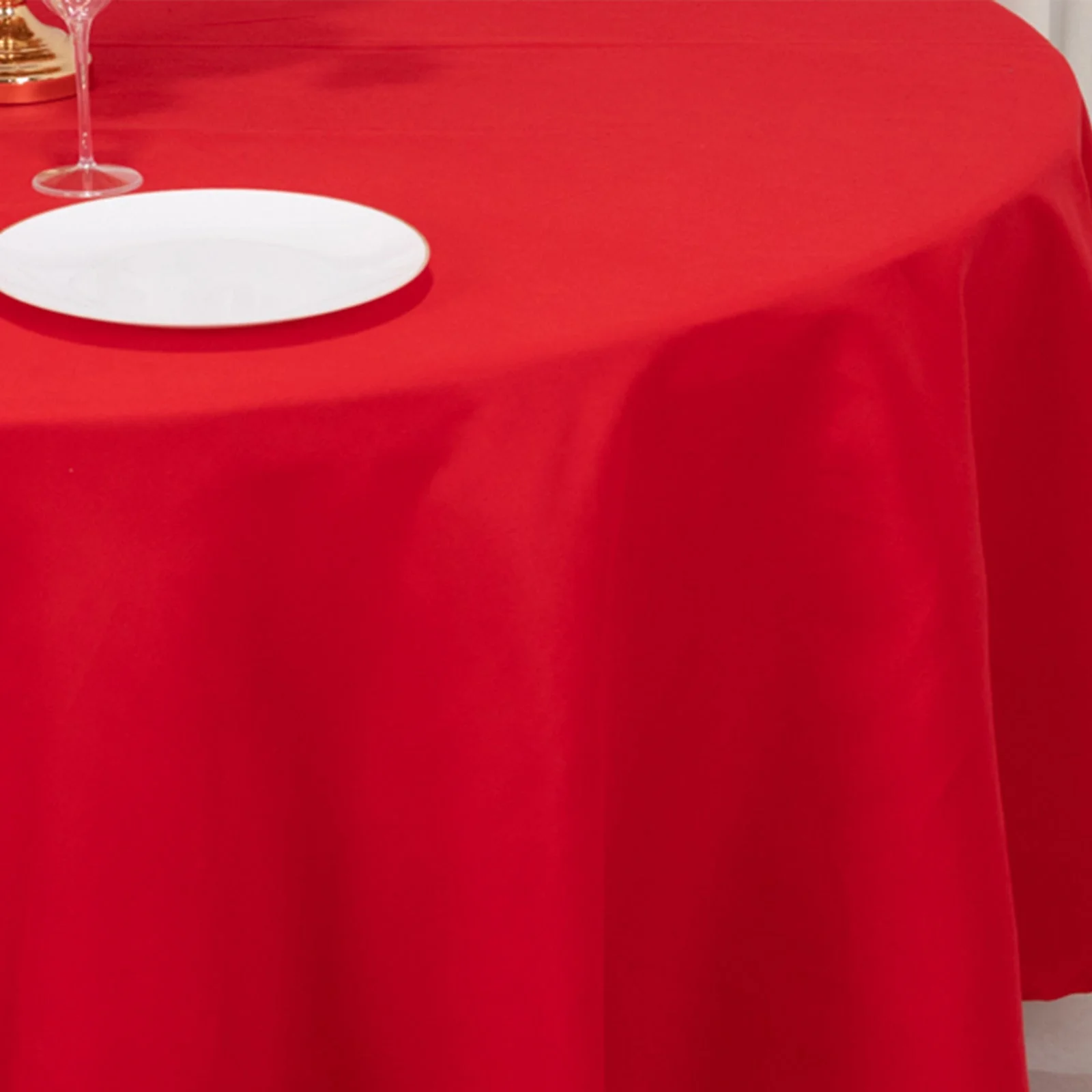Cotton Blend Round Tablecloth 108" Red - Wrinkle-Resistant Finish Table Cover - Image 7