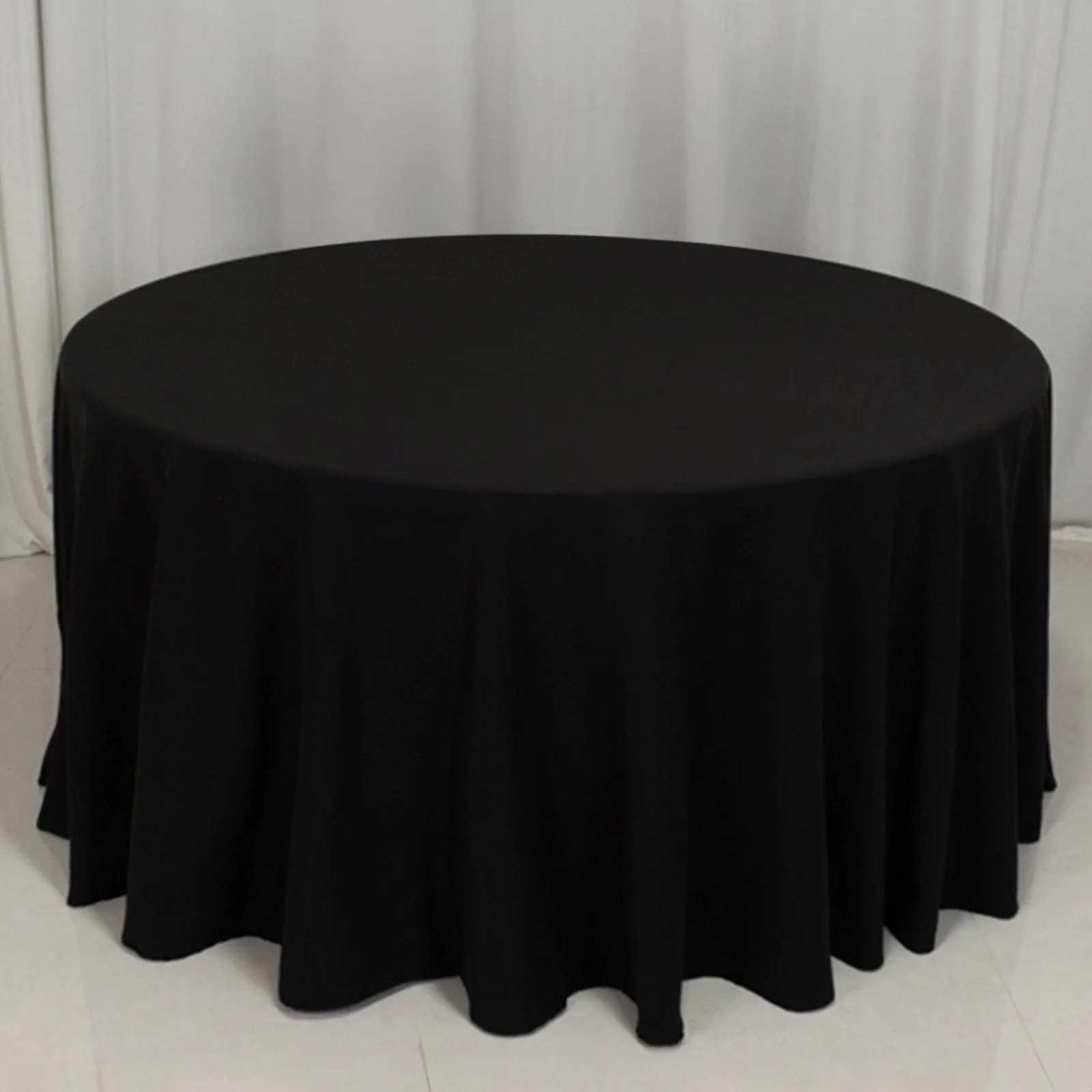 Cotton Blend Round Tablecloth 120" Black - Wrinkle-Resistant Finish Seamless Table Cover