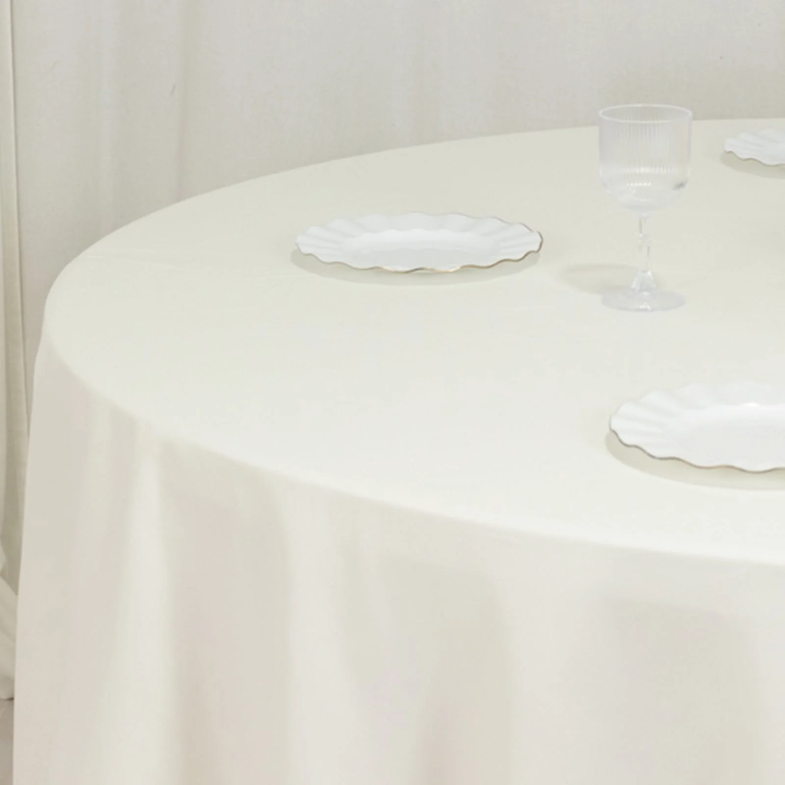 Cotton Blend Round Tablecloth 120" Ivory - Wrinkle-Resistant Finish Seamless Table Cover - Image 7