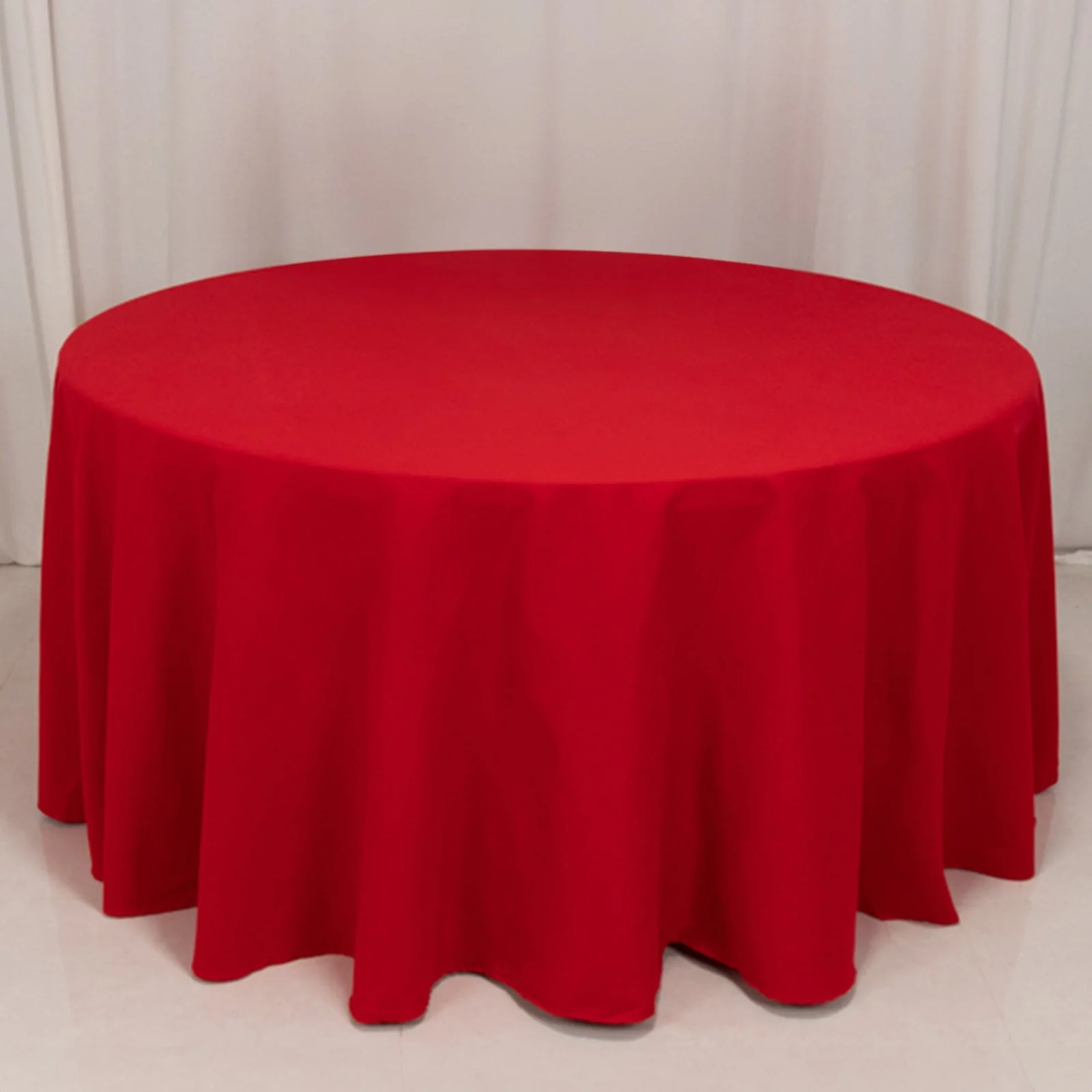 Cotton Blend Round Tablecloth 120" Red - Wrinkle-Resistant Finish Seamless Table Cover
