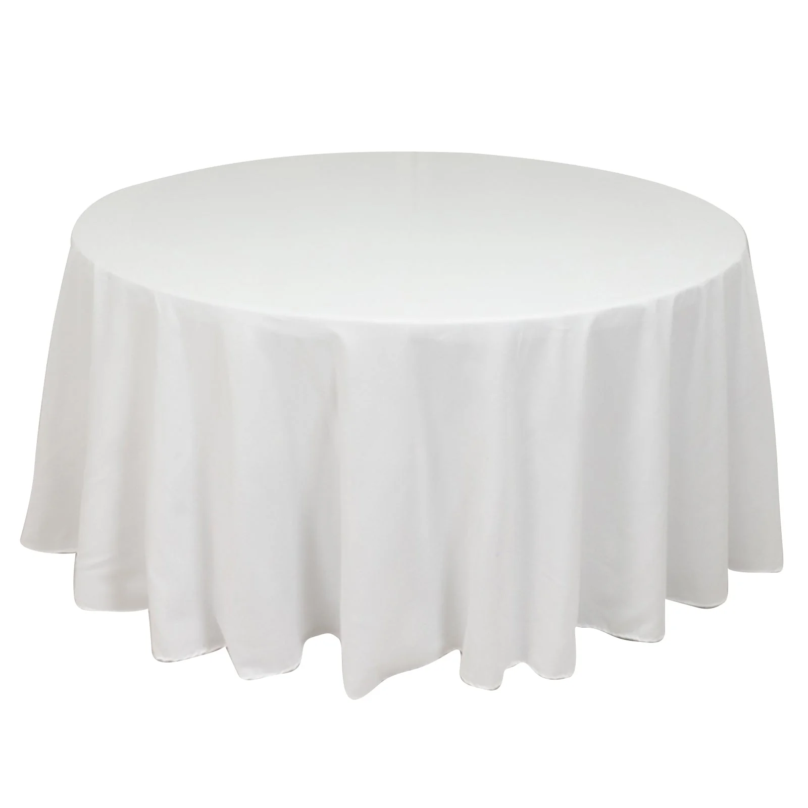 Cotton Blend Round Tablecloth 120" White - Wrinkle-Resistant Finish Seamless Table Cover for Weddings and Events - Image 10