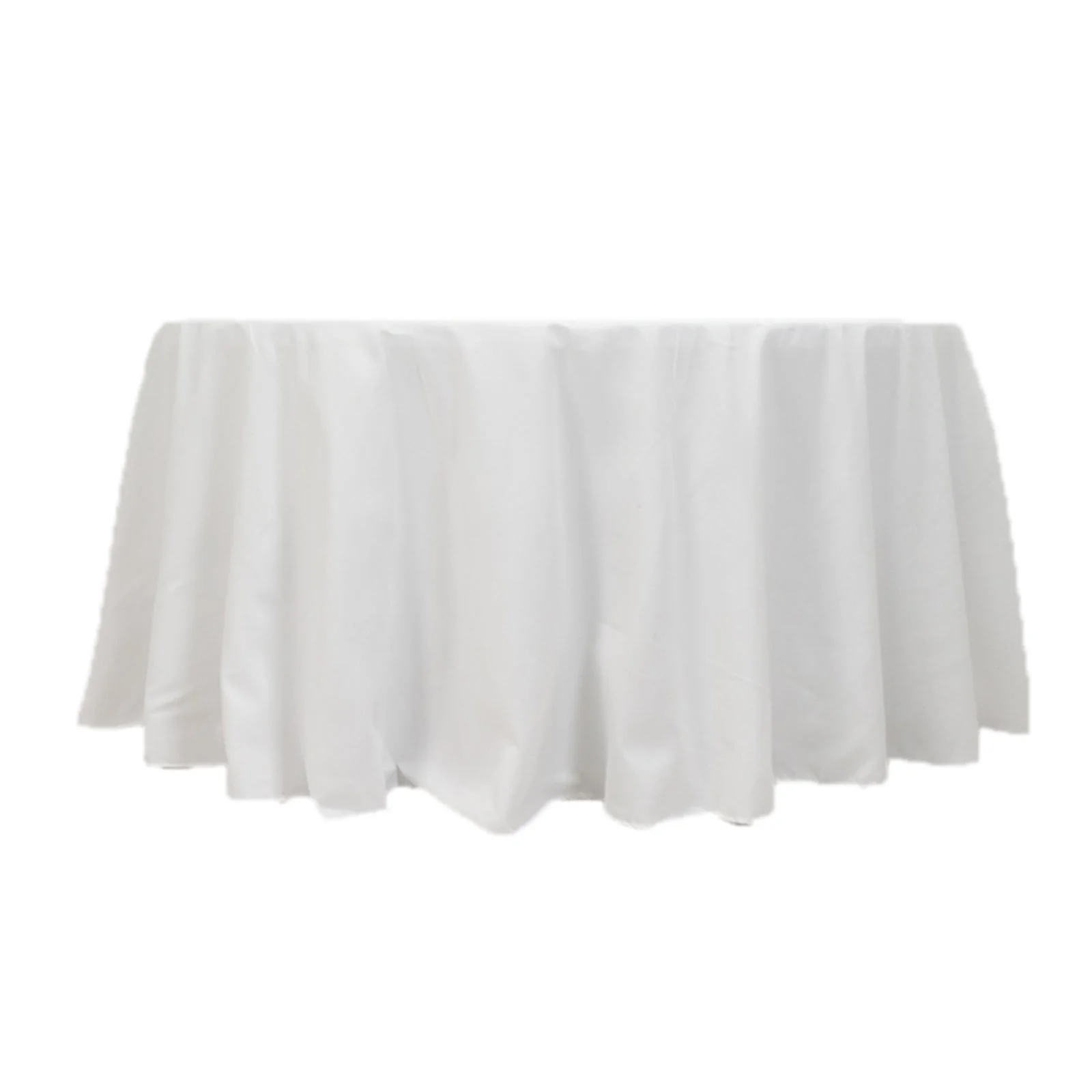Cotton Blend Round Tablecloth 120" White - Wrinkle-Resistant Finish Seamless Table Cover for Weddings and Events - Image 3