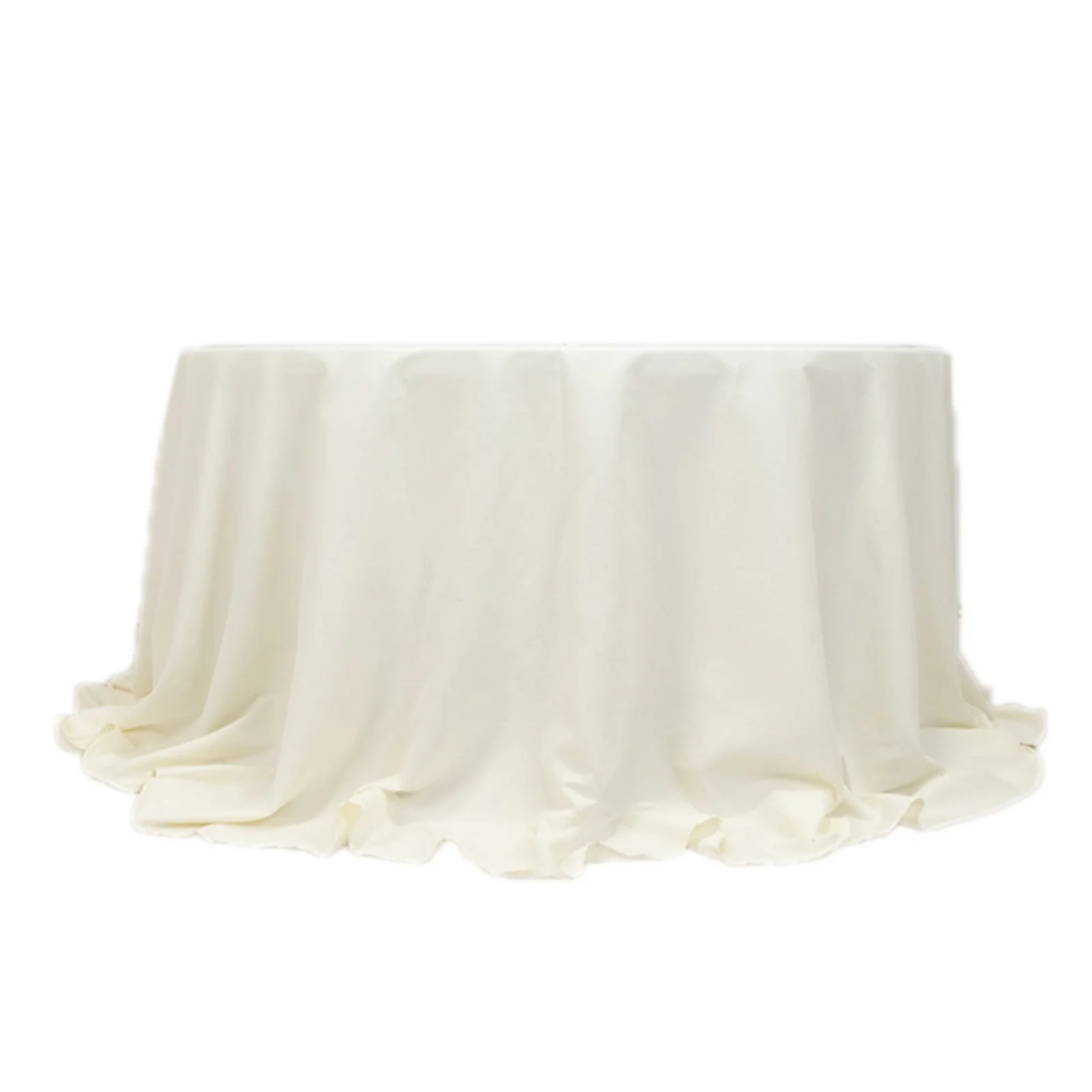 Cotton Blend Round Tablecloth 132" Ivory - Wrinkle-Resistant Finish Seamless Table Cover - Image 3