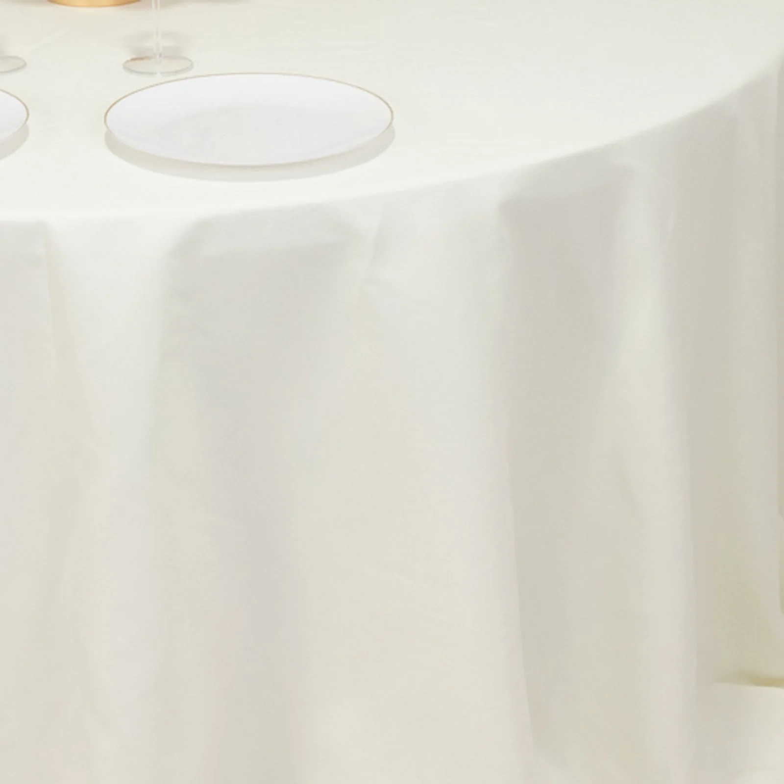 Cotton Blend Round Tablecloth 132" Ivory - Wrinkle-Resistant Finish Seamless Table Cover - Image 7