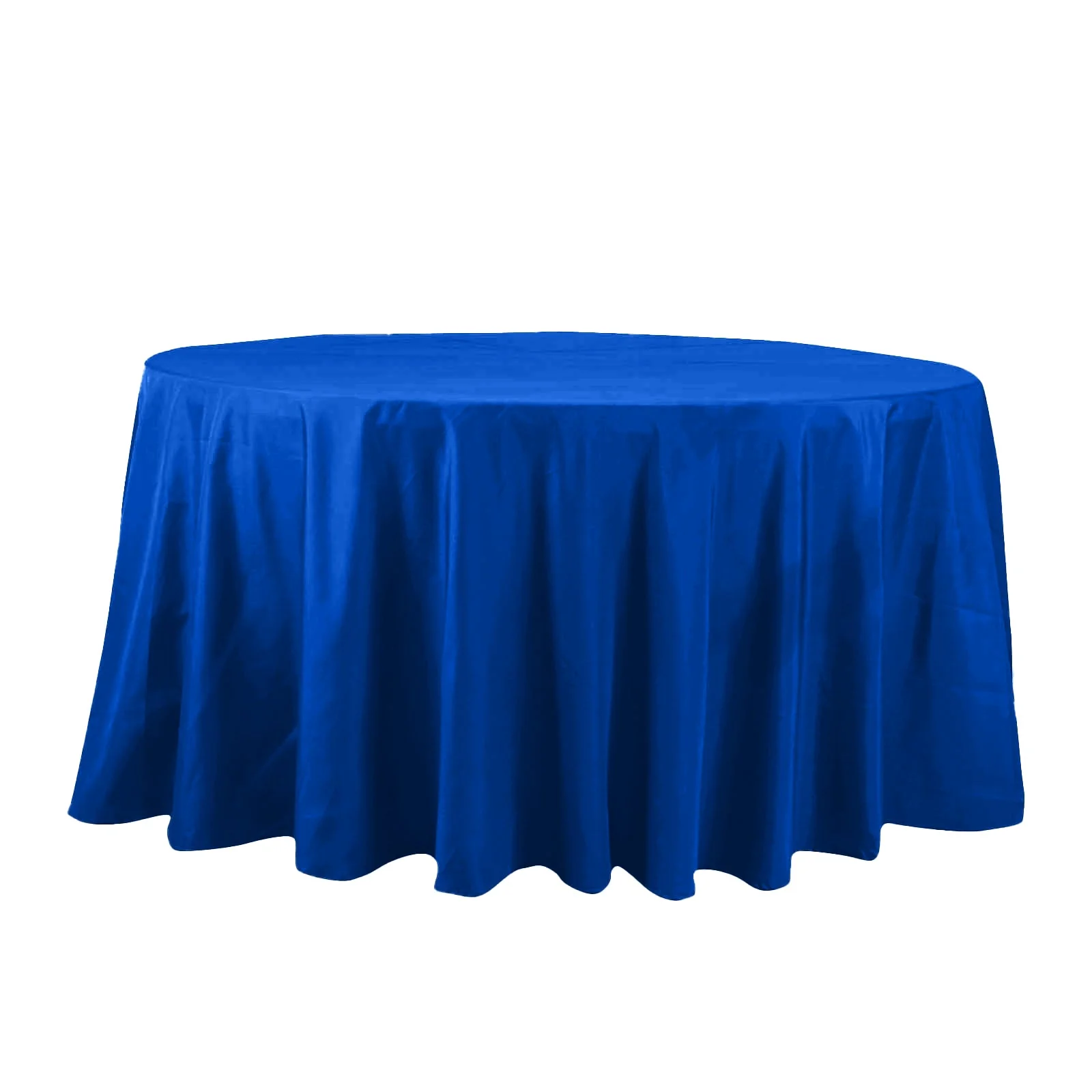 Cotton Blend Round Tablecloth 132" Royal Blue - Wrinkle-Resistant Finish Seamless Table Cover - Image 7